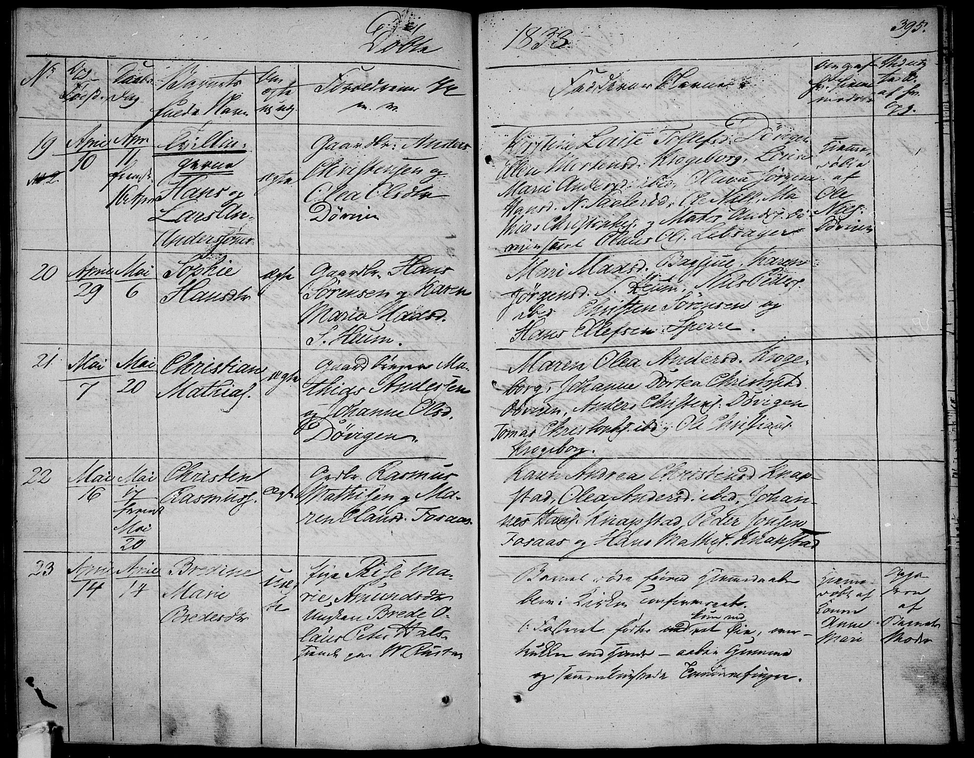 Våle kirkebøker, AV/SAKO-A-334/F/Fa/L0008: Parish register (official) no. I 8, 1824-1844, p. 395