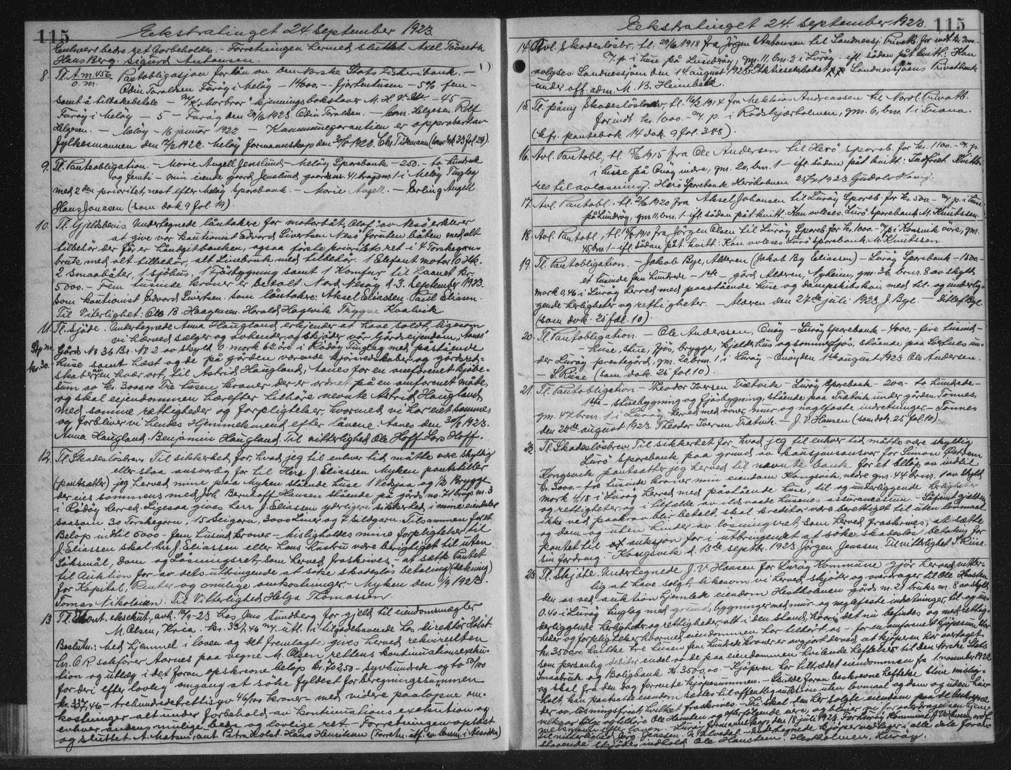 Rana sorenskriveri , AV/SAT-A-1108/1/2/2C/L0018: Mortgage book no. 18, 1923-1928, p. 115, Deed date: 14.09.1923