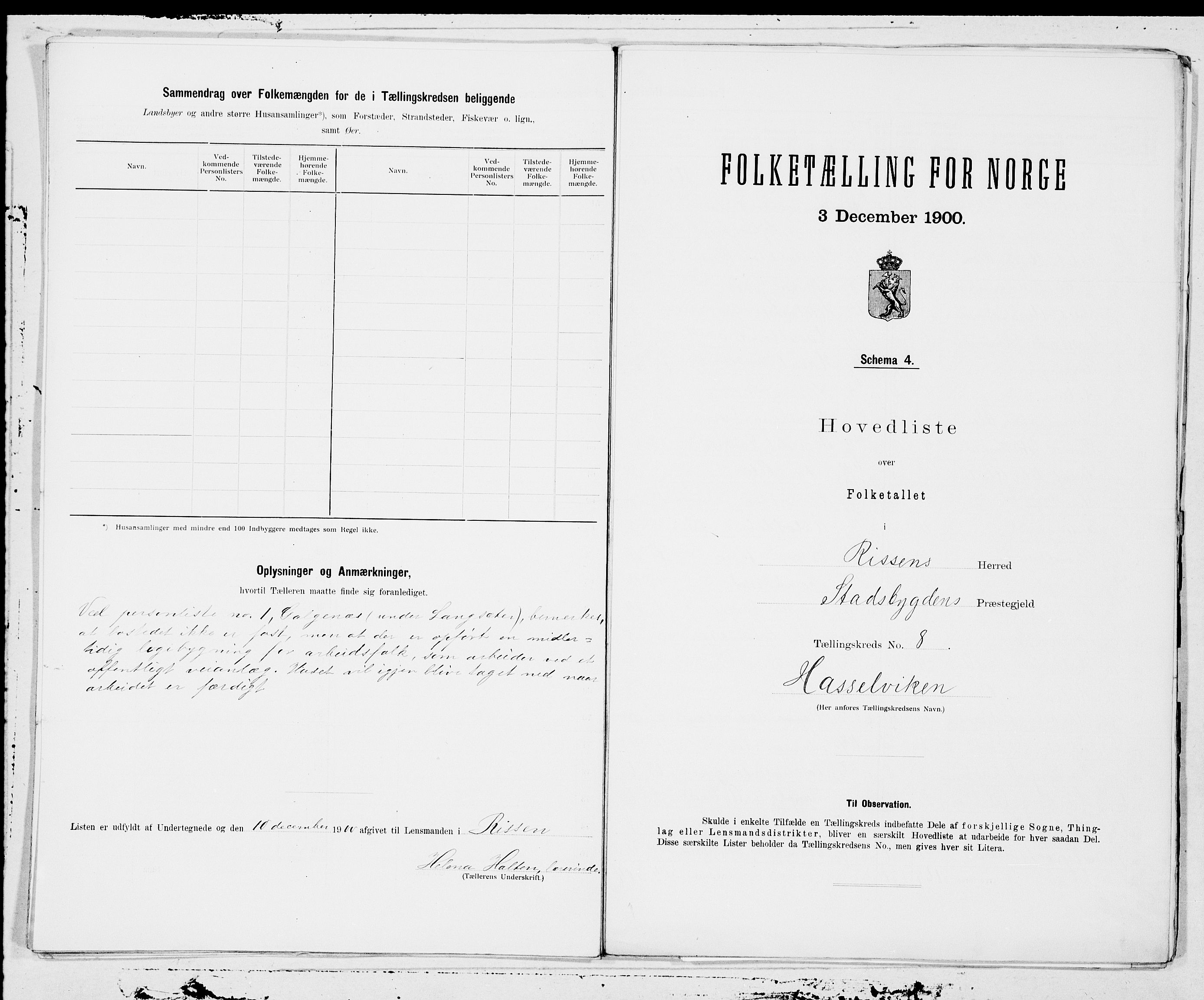 SAT, 1900 census for Rissa, 1900, p. 16