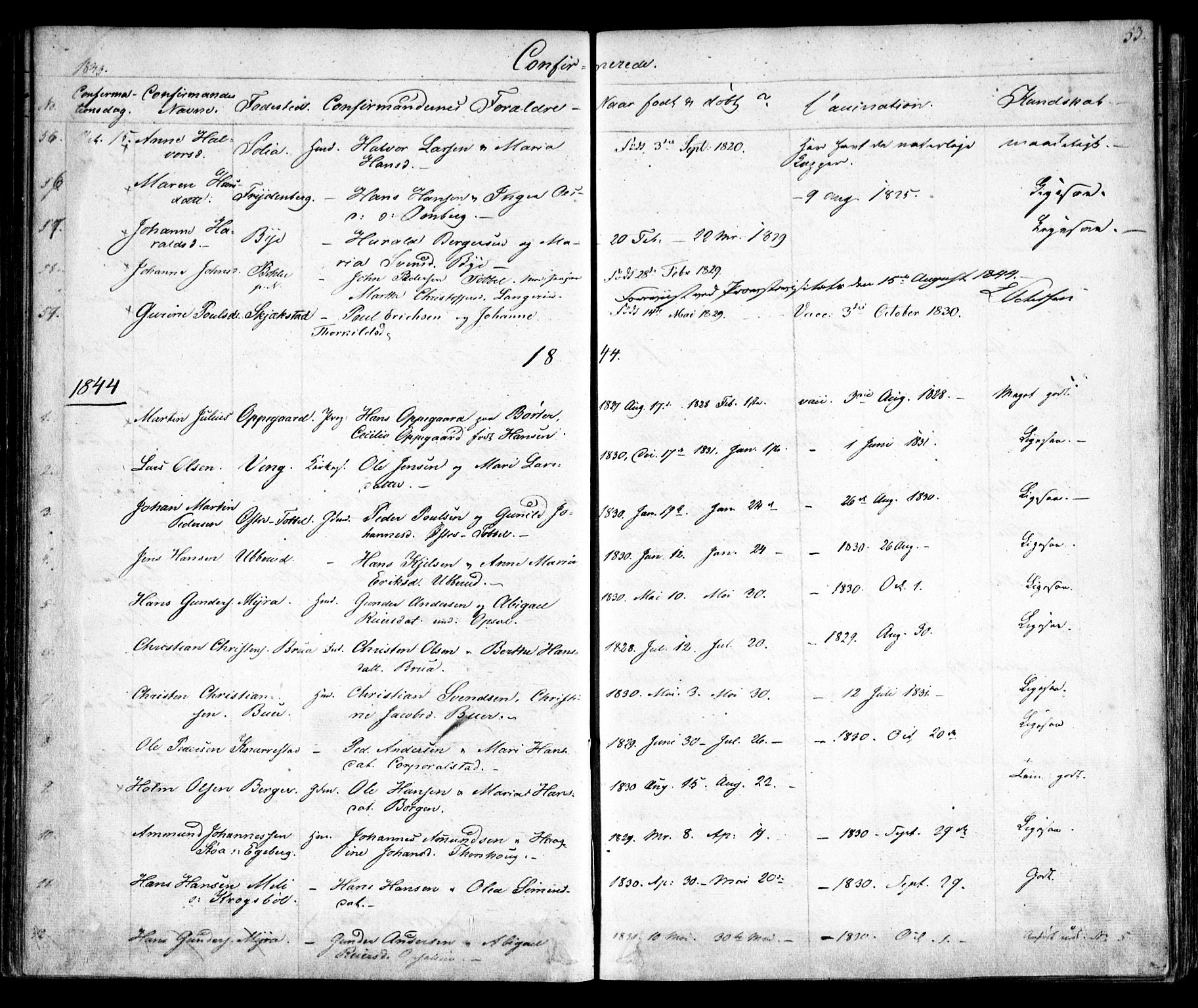 Enebakk prestekontor Kirkebøker, SAO/A-10171c/F/Fa/L0010: Parish register (official) no. I 10, 1829-1876, p. 53