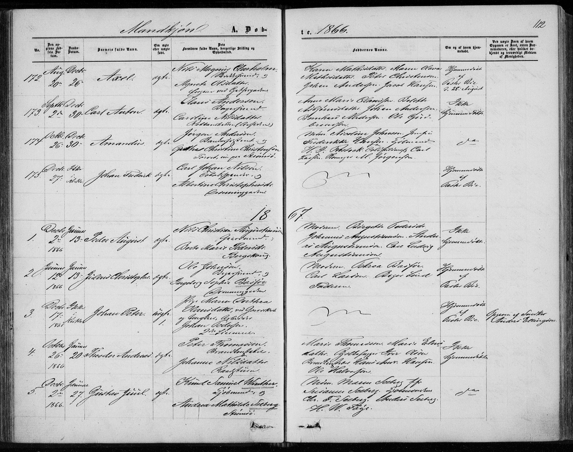 Bragernes kirkebøker, SAKO/A-6/F/Fb/L0003: Parish register (official) no. II 3, 1860-1868, p. 112