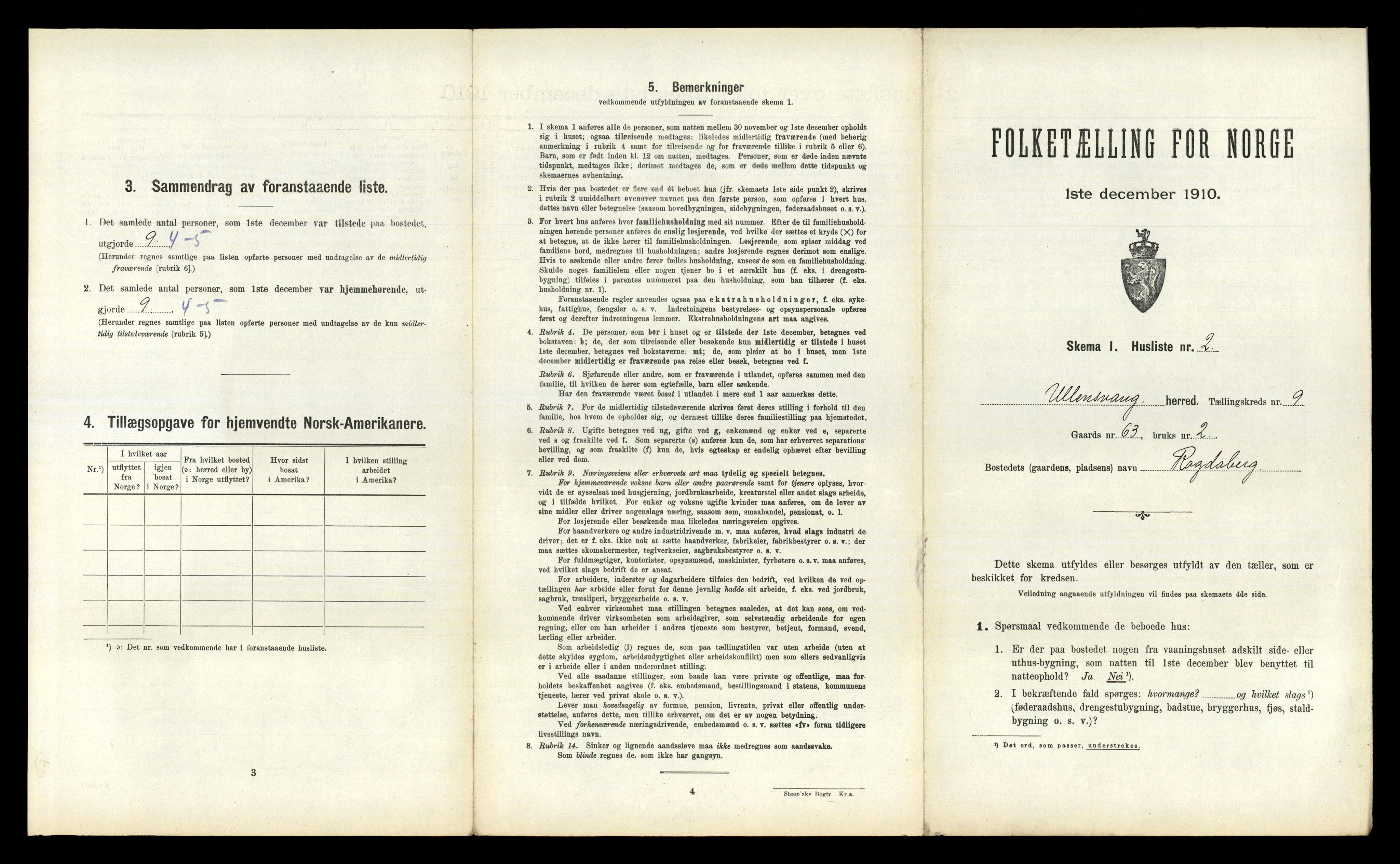 RA, 1910 census for Ullensvang, 1910, p. 1127