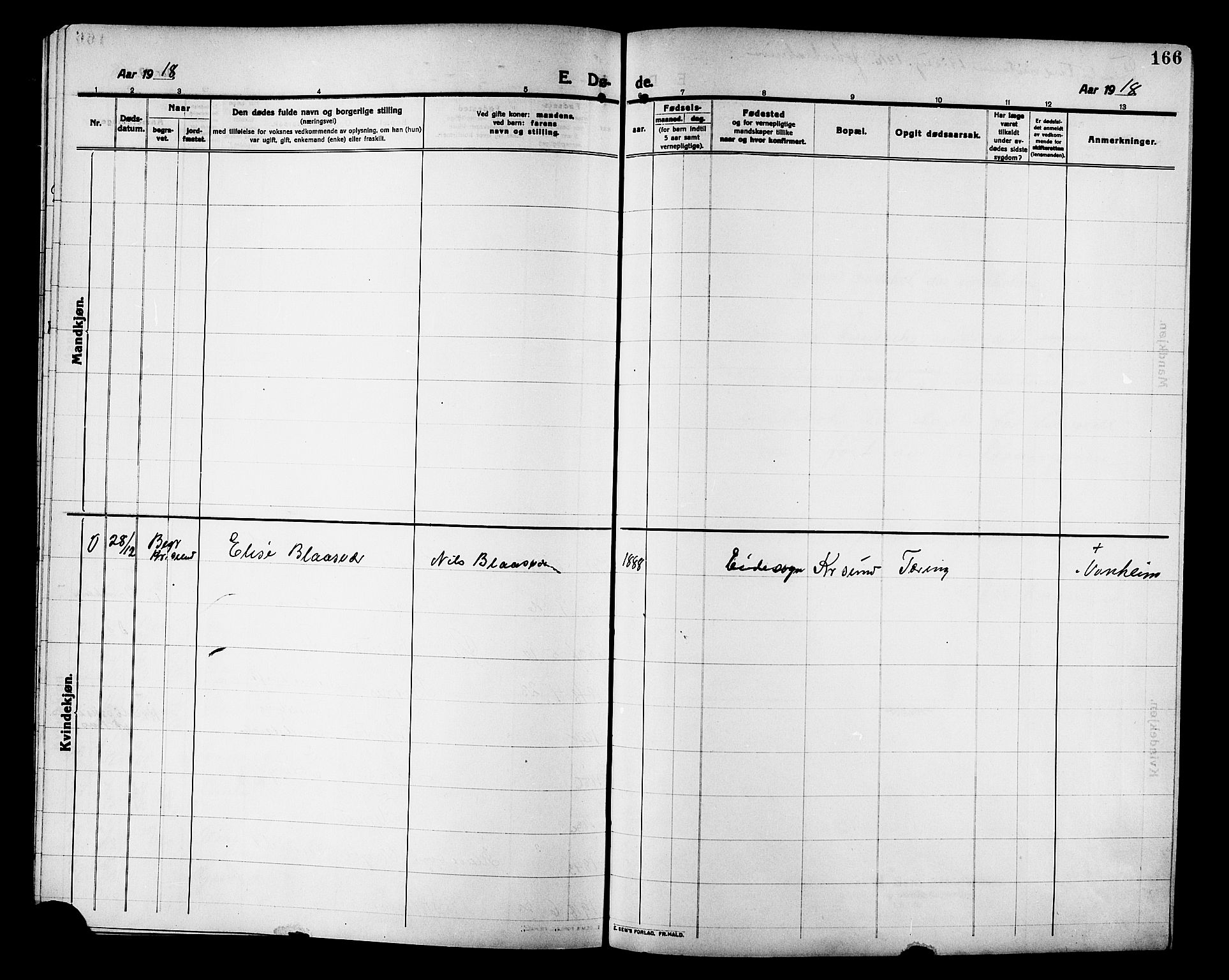 Ministerialprotokoller, klokkerbøker og fødselsregistre - Møre og Romsdal, AV/SAT-A-1454/586/L0993: Parish register (copy) no. 586C04, 1910-1918, p. 166