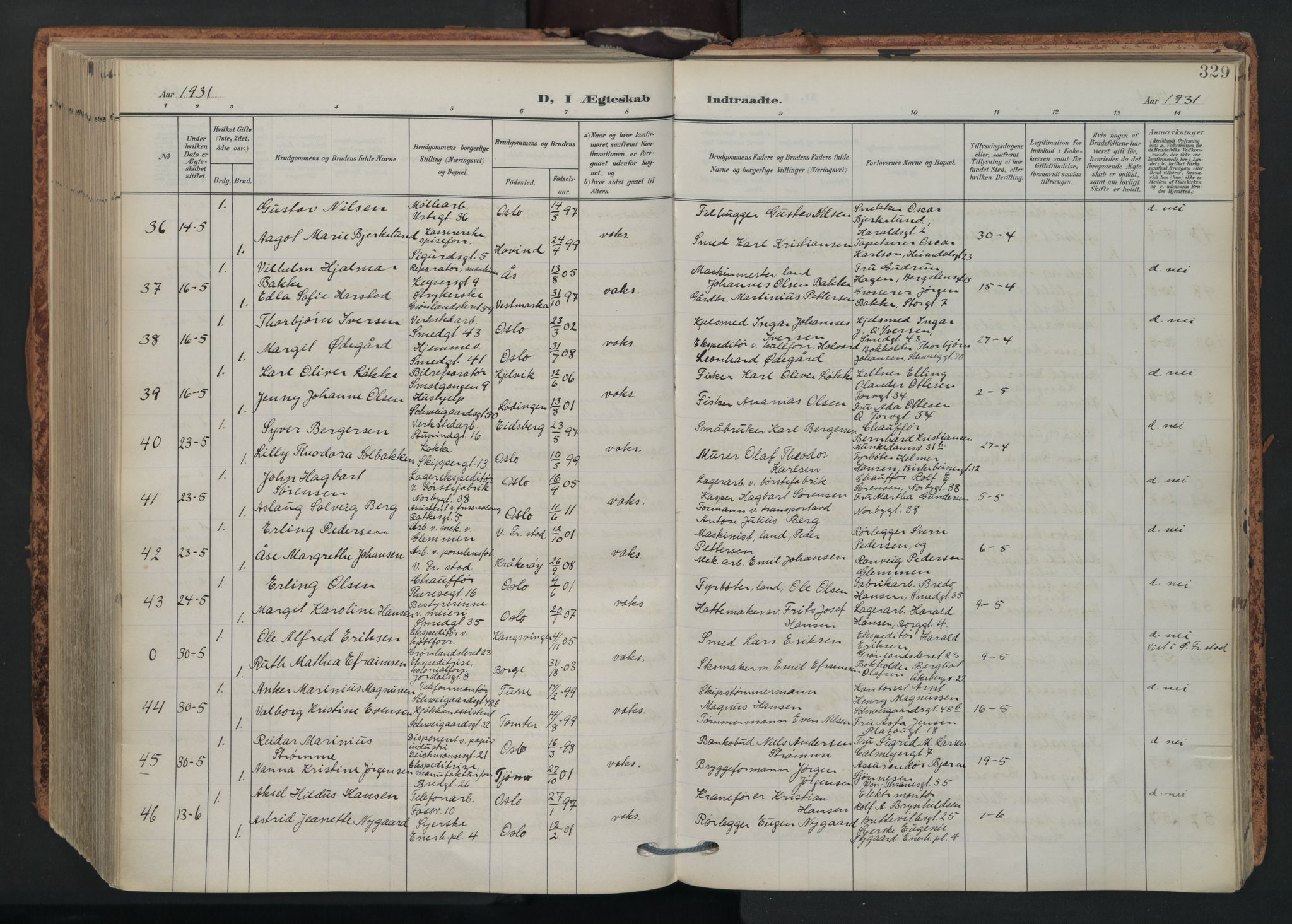 Grønland prestekontor Kirkebøker, SAO/A-10848/F/Fa/L0017: Parish register (official) no. 17, 1906-1934, p. 329