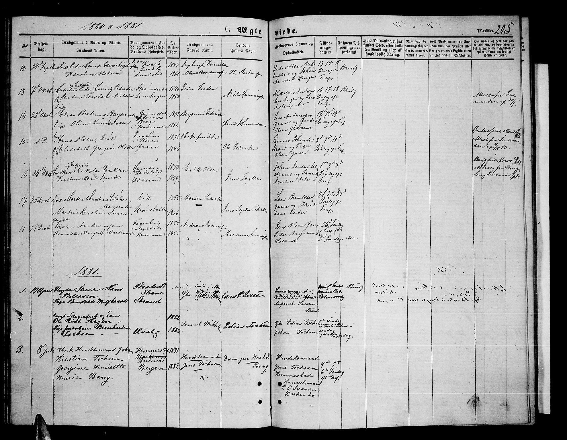 Kvæfjord sokneprestkontor, SATØ/S-1323/G/Ga/Gab/L0004klokker: Parish register (copy) no. 4, 1870-1886, p. 205
