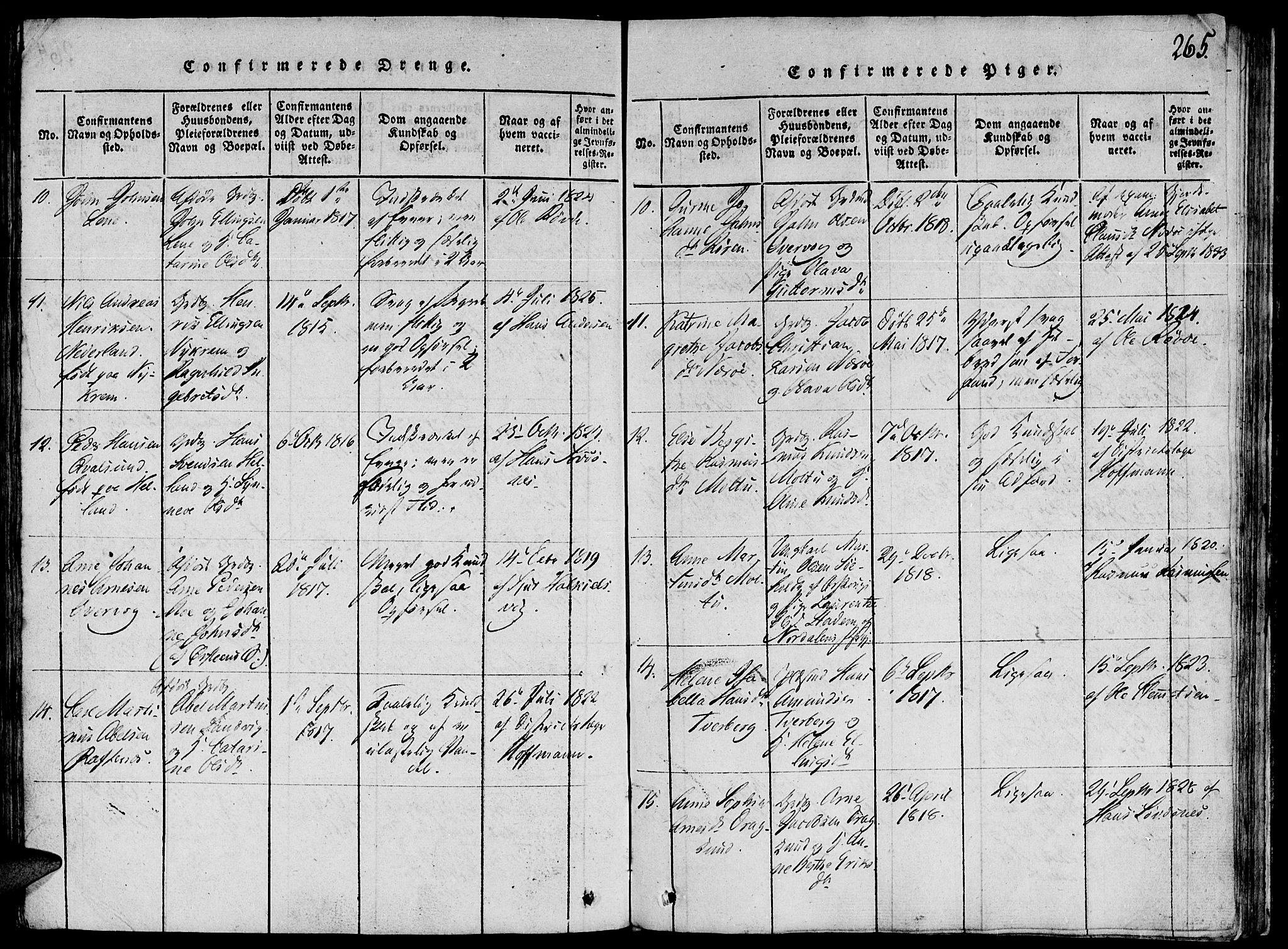 Ministerialprotokoller, klokkerbøker og fødselsregistre - Møre og Romsdal, AV/SAT-A-1454/507/L0069: Parish register (official) no. 507A04, 1816-1841, p. 265