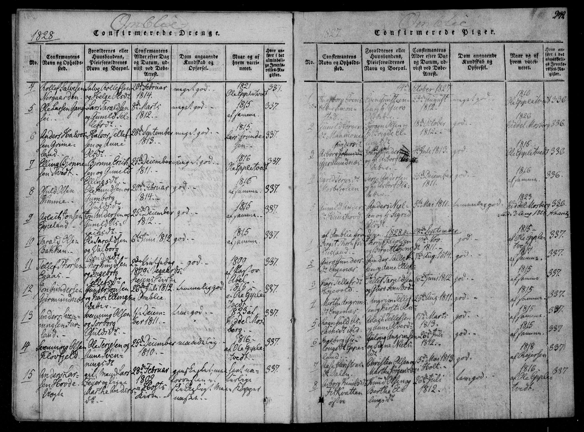 Åmli sokneprestkontor, SAK/1111-0050/F/Fa/Fac/L0006: Parish register (official) no. A 6, 1816-1829, p. 242