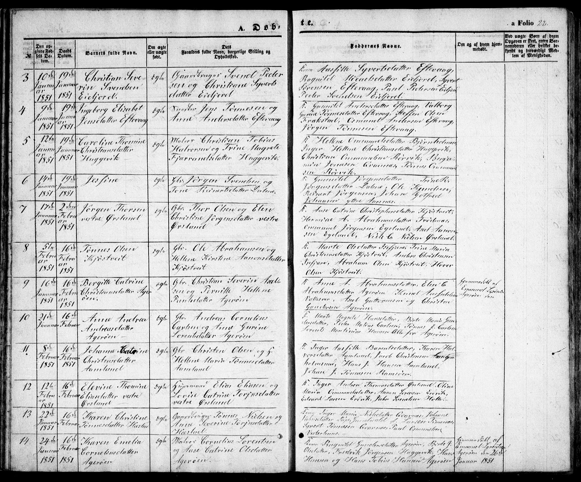 Høvåg sokneprestkontor, SAK/1111-0025/F/Fb/L0002: Parish register (copy) no. B 2, 1847-1869, p. 22