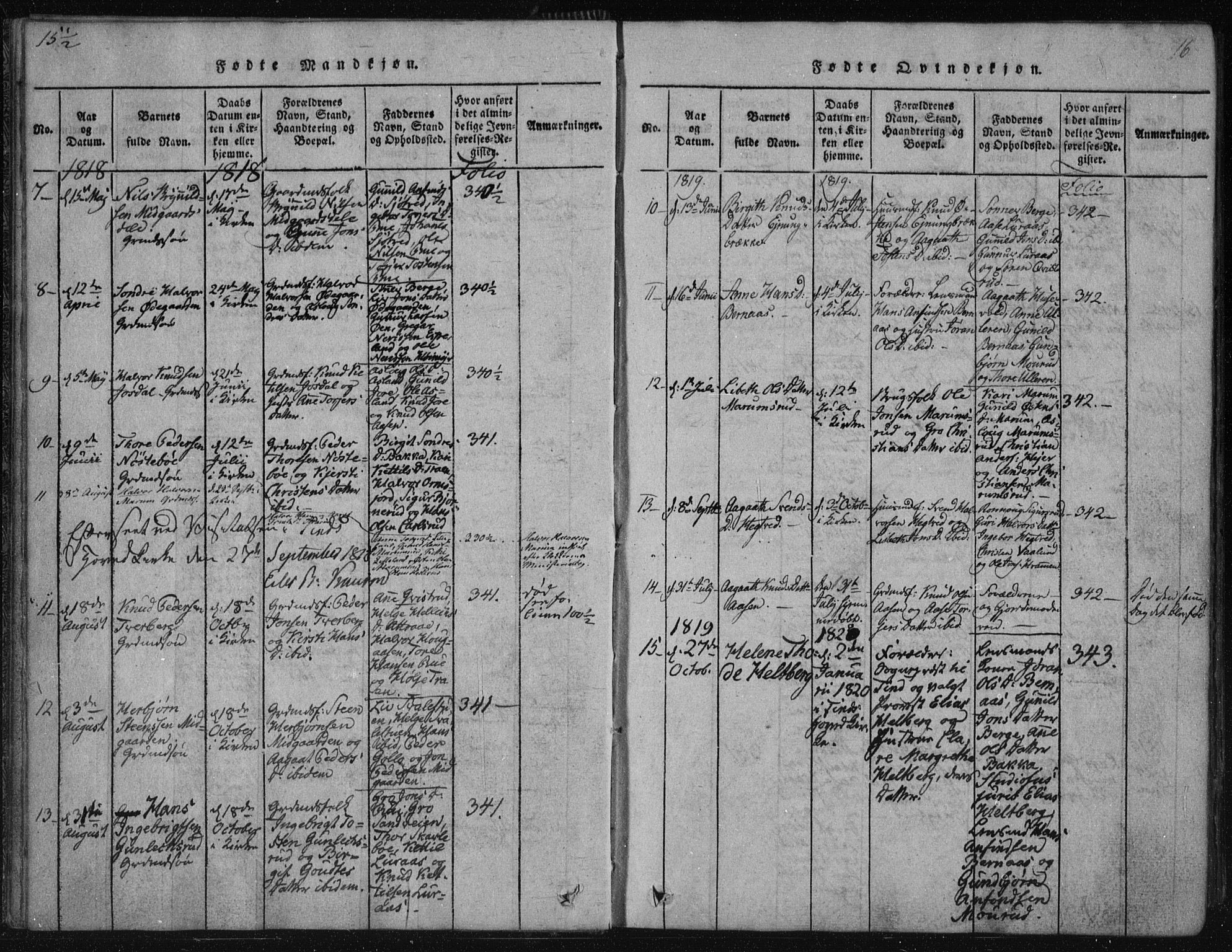 Tinn kirkebøker, SAKO/A-308/F/Fa/L0004: Parish register (official) no. I 4, 1815-1843, p. 15b-16a