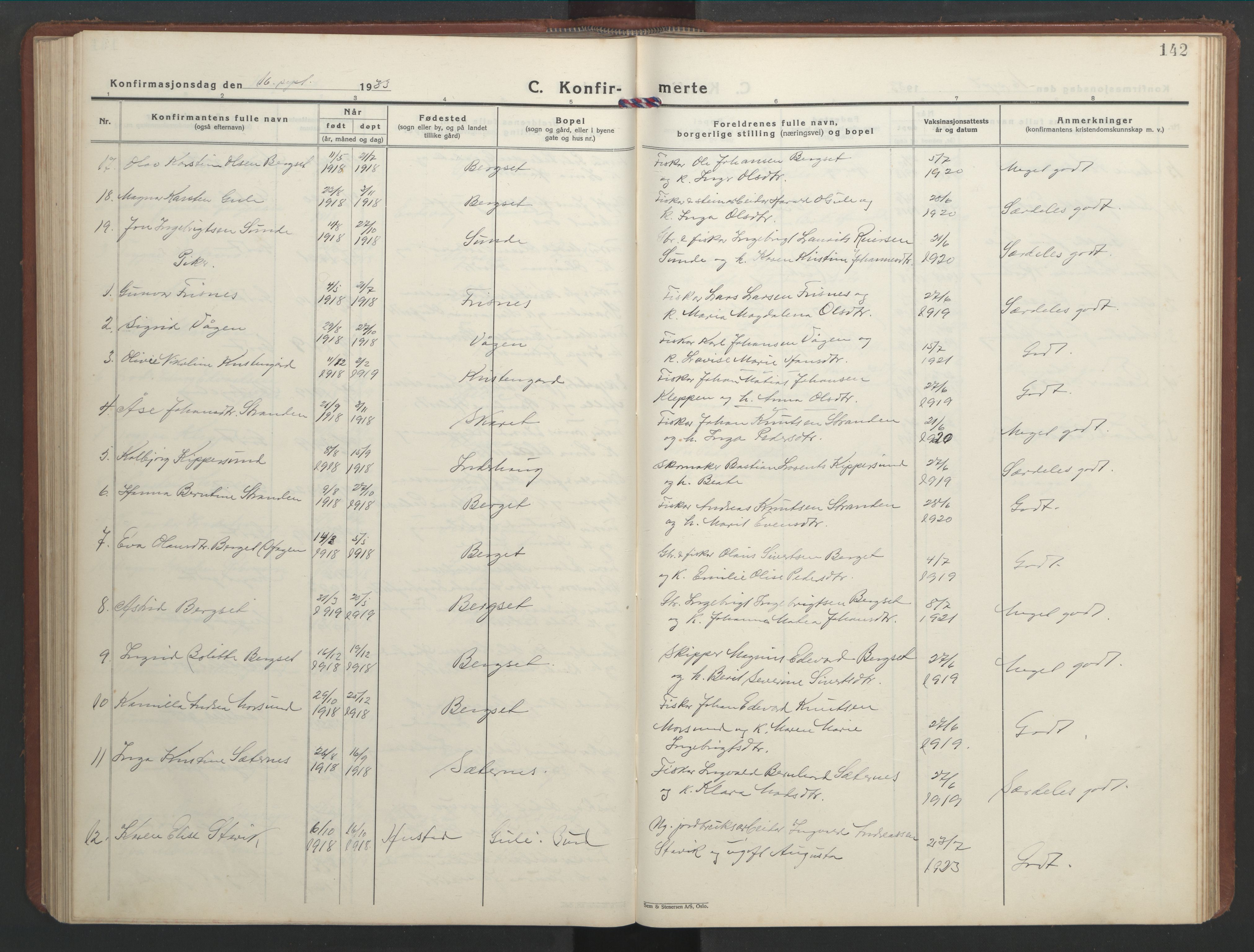 Ministerialprotokoller, klokkerbøker og fødselsregistre - Møre og Romsdal, AV/SAT-A-1454/566/L0775: Parish register (copy) no. 566C04, 1930-1946, p. 142