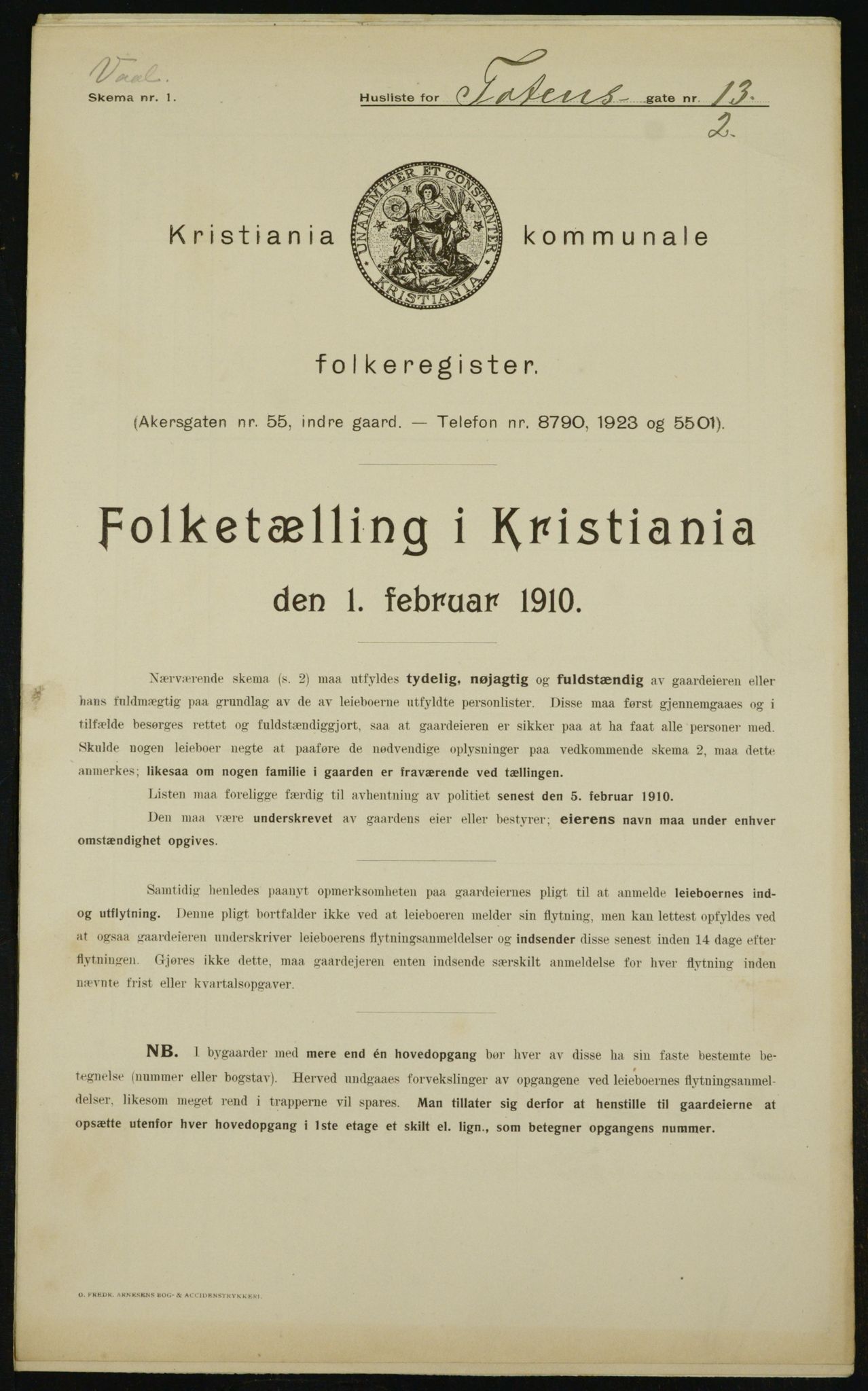 OBA, Municipal Census 1910 for Kristiania, 1910, p. 109675