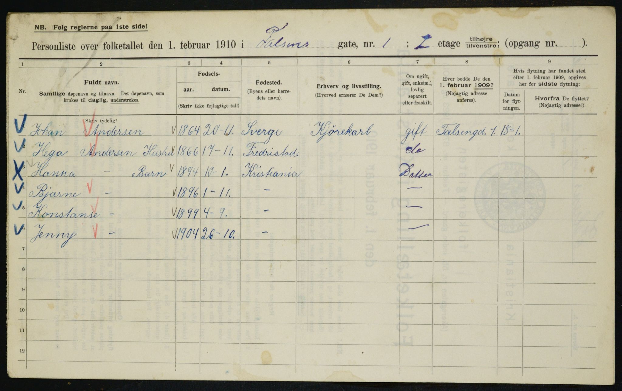 OBA, Municipal Census 1910 for Kristiania, 1910, p. 21863