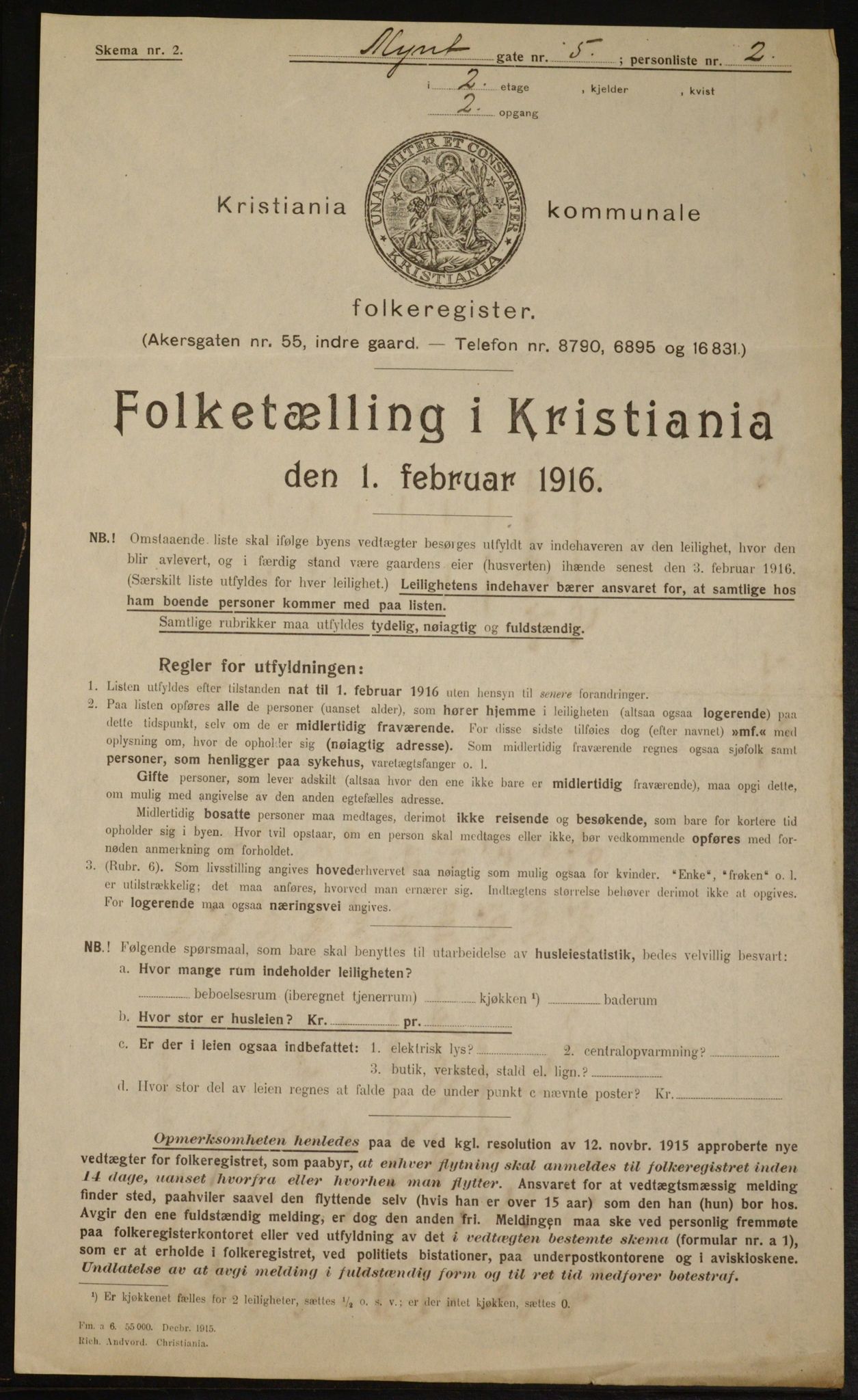 OBA, Municipal Census 1916 for Kristiania, 1916, p. 70095