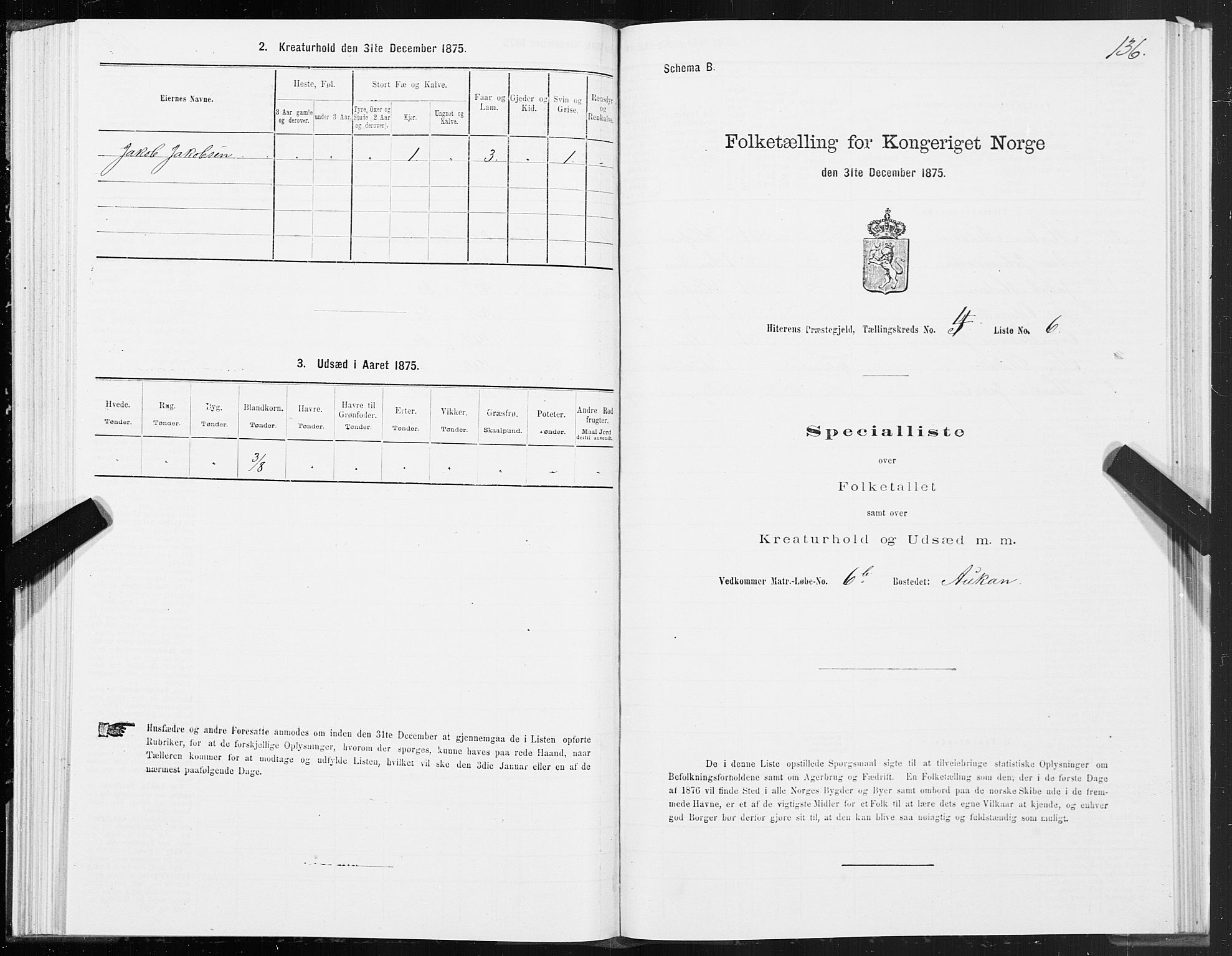 SAT, 1875 census for 1617P Hitra, 1875, p. 2136