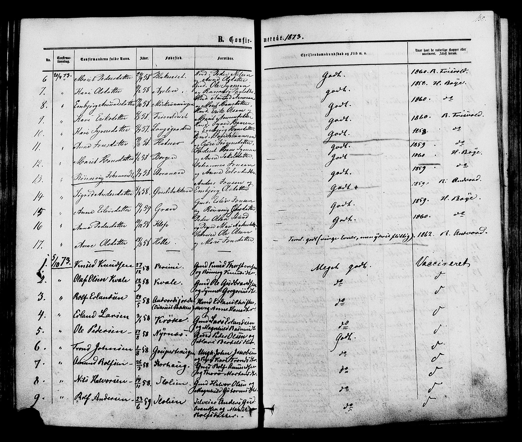 Lom prestekontor, SAH/PREST-070/K/L0007: Parish register (official) no. 7, 1863-1884, p. 150