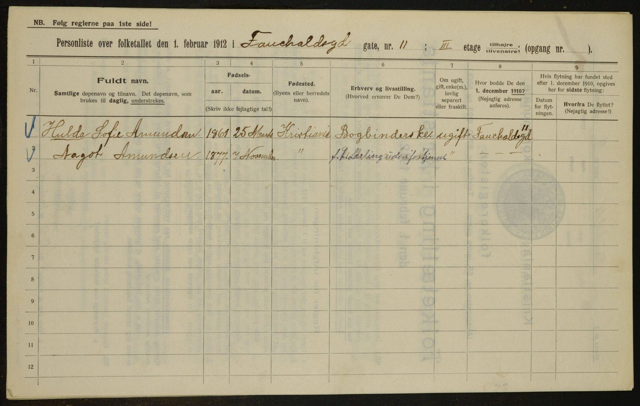 OBA, Municipal Census 1912 for Kristiania, 1912, p. 23932