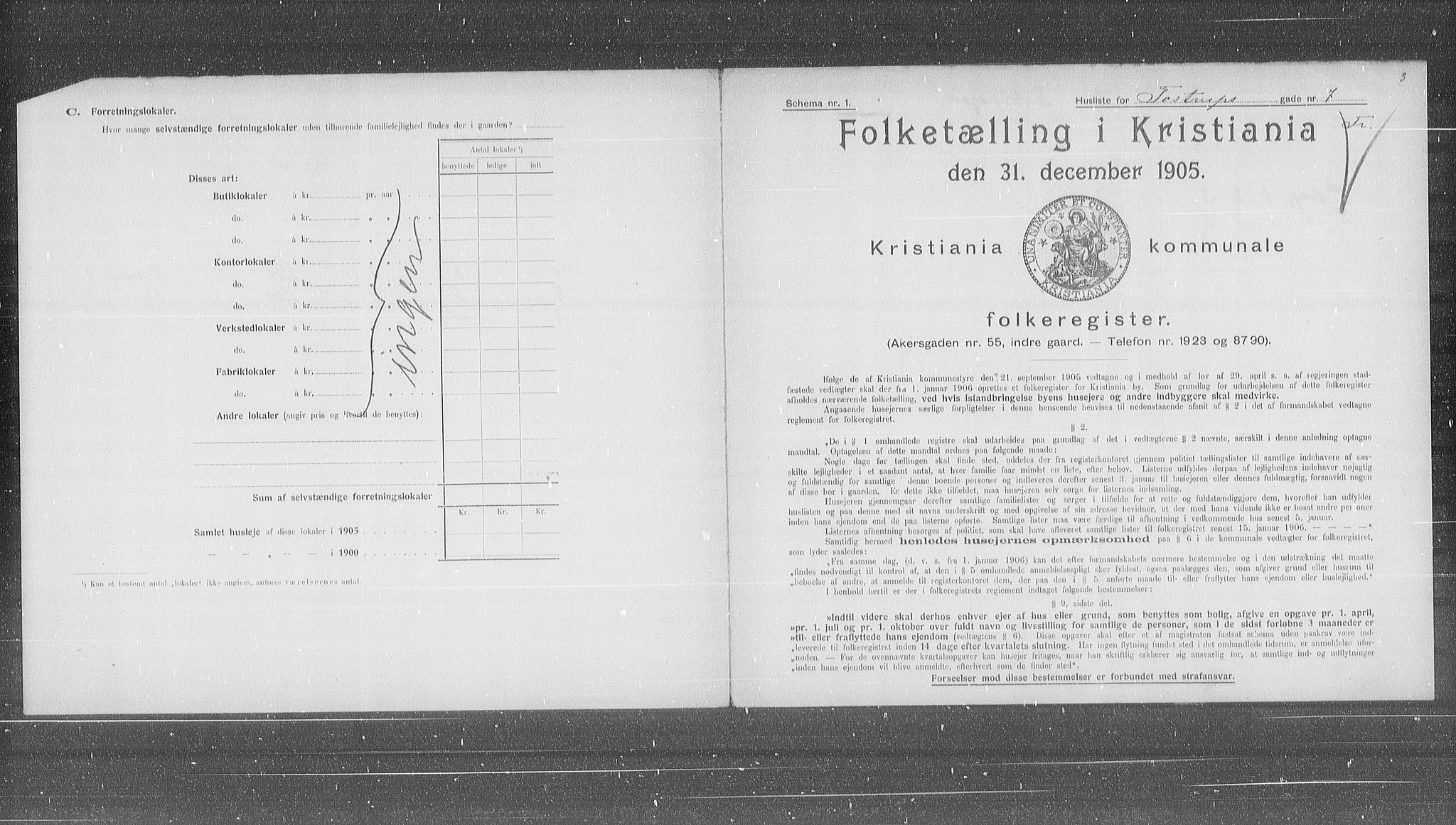 OBA, Municipal Census 1905 for Kristiania, 1905, p. 60493