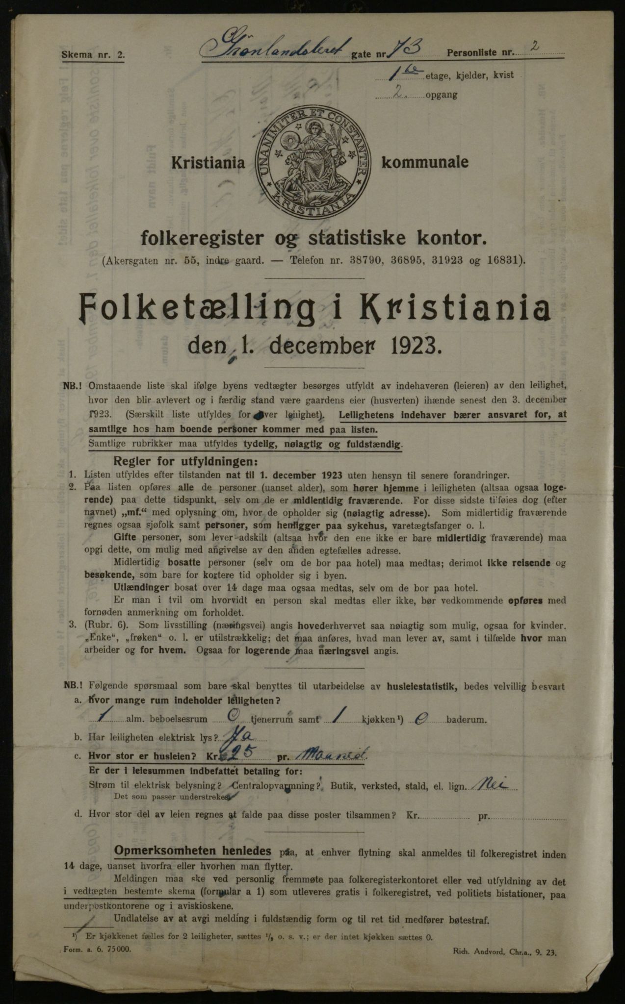 OBA, Municipal Census 1923 for Kristiania, 1923, p. 36091