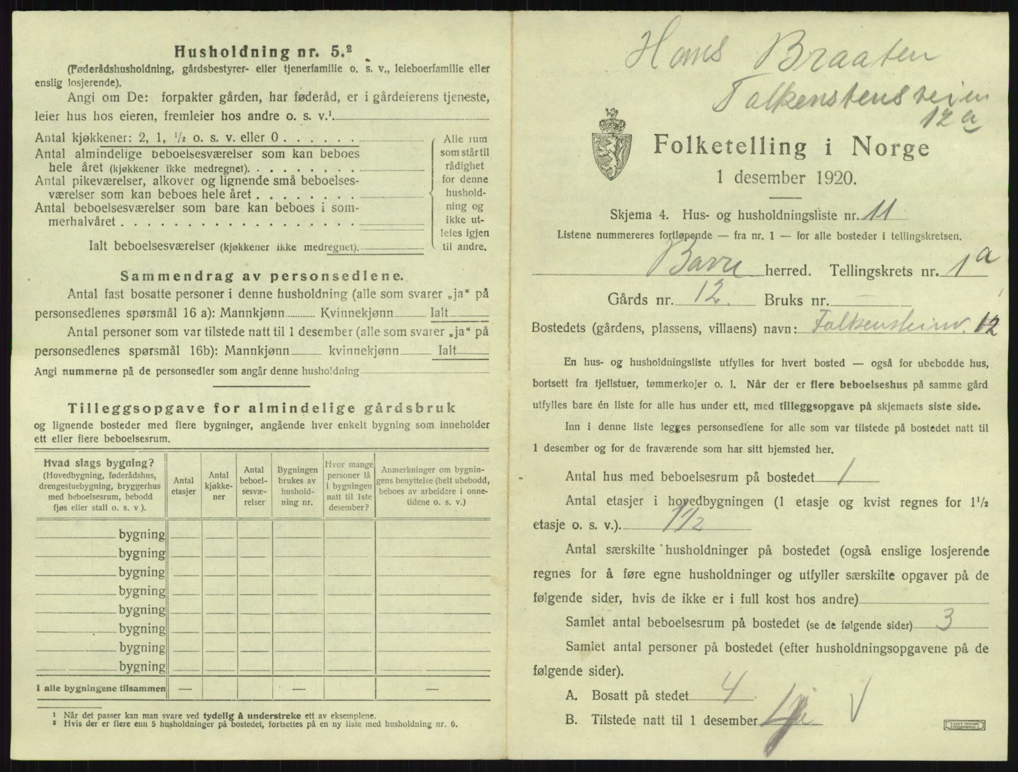 SAKO, 1920 census for Borre, 1920, p. 52