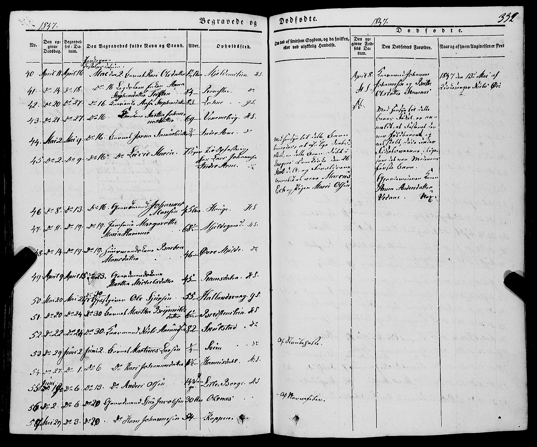 Haus sokneprestembete, AV/SAB-A-75601/H/Haa: Parish register (official) no. A 15, 1838-1847, p. 332