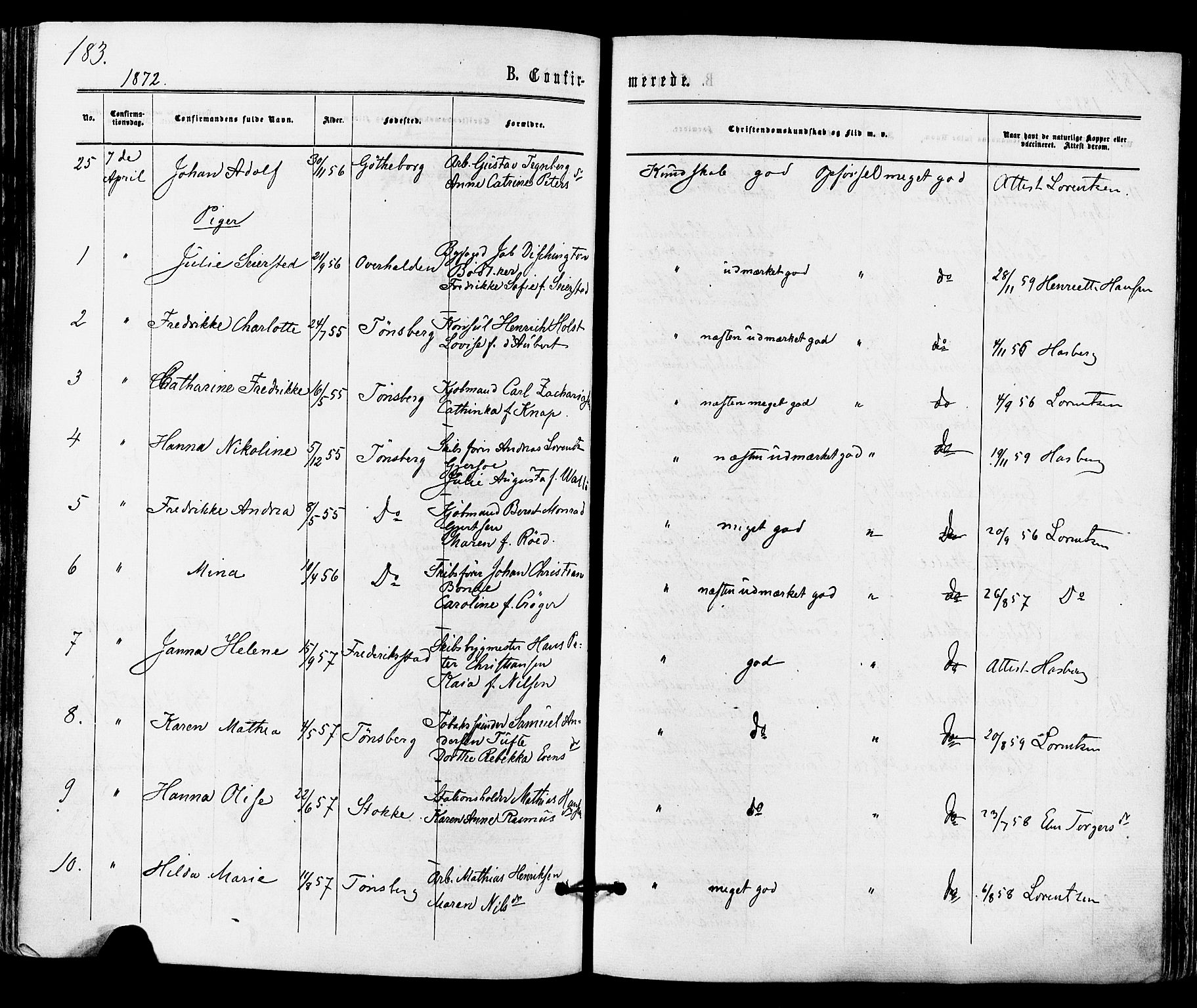 Tønsberg kirkebøker, AV/SAKO-A-330/F/Fa/L0009: Parish register (official) no. I 9, 1865-1873, p. 183