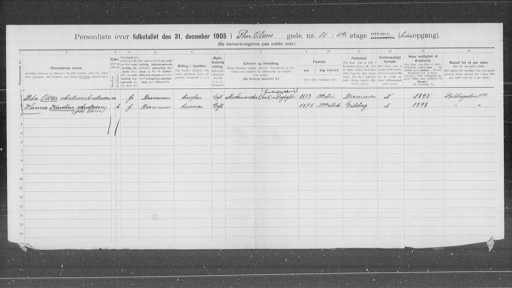 OBA, Municipal Census 1905 for Kristiania, 1905, p. 57337