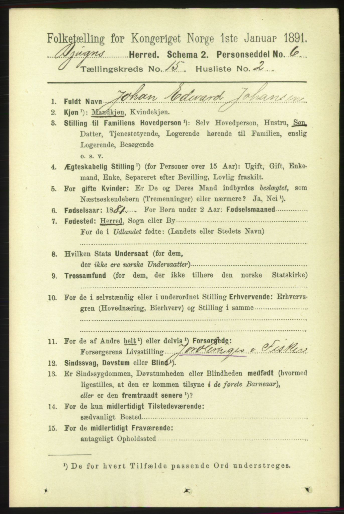 RA, 1891 census for 1627 Bjugn, 1891, p. 4247