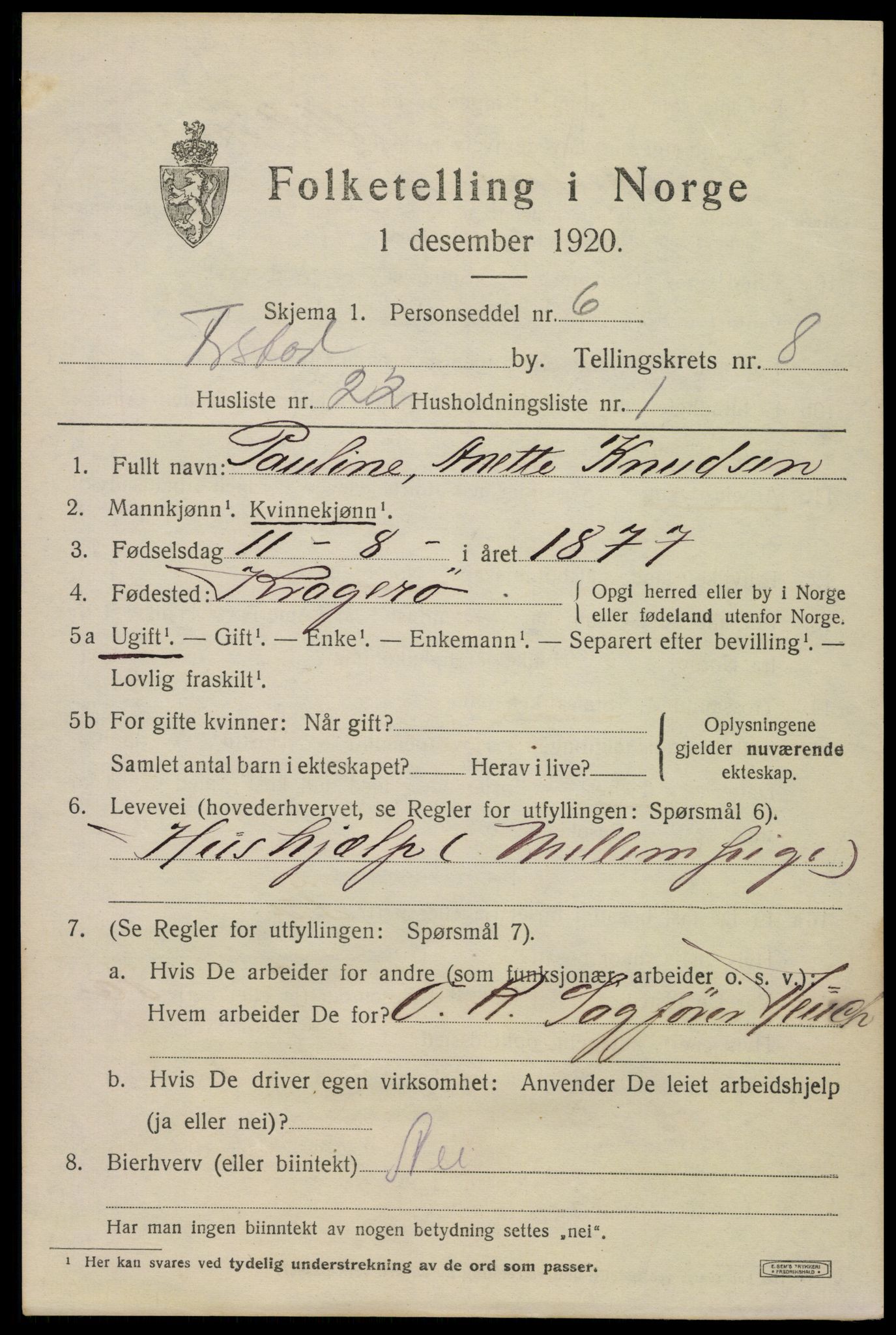 SAO, 1920 census for Fredrikstad, 1920, p. 23875