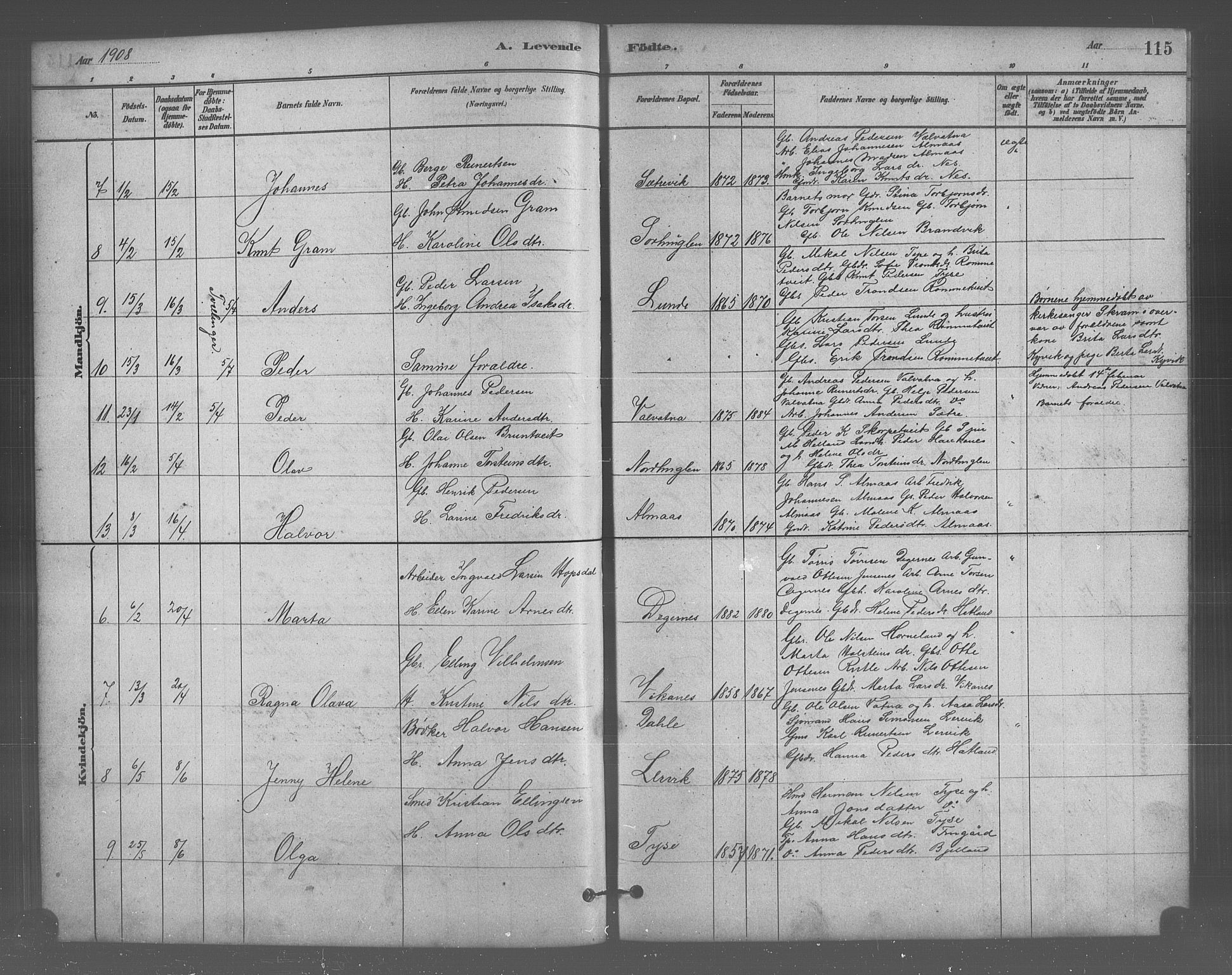 Stord sokneprestembete, SAB/A-78201/H/Hab: Parish register (copy) no. A 2, 1879-1909, p. 115