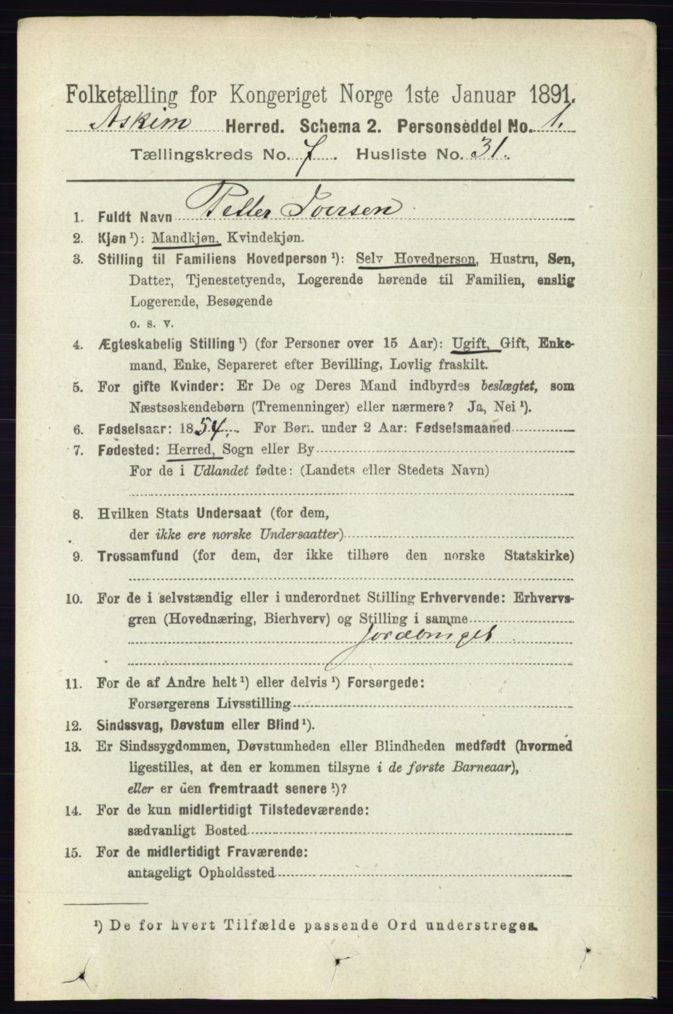 RA, 1891 census for 0124 Askim, 1891, p. 1190