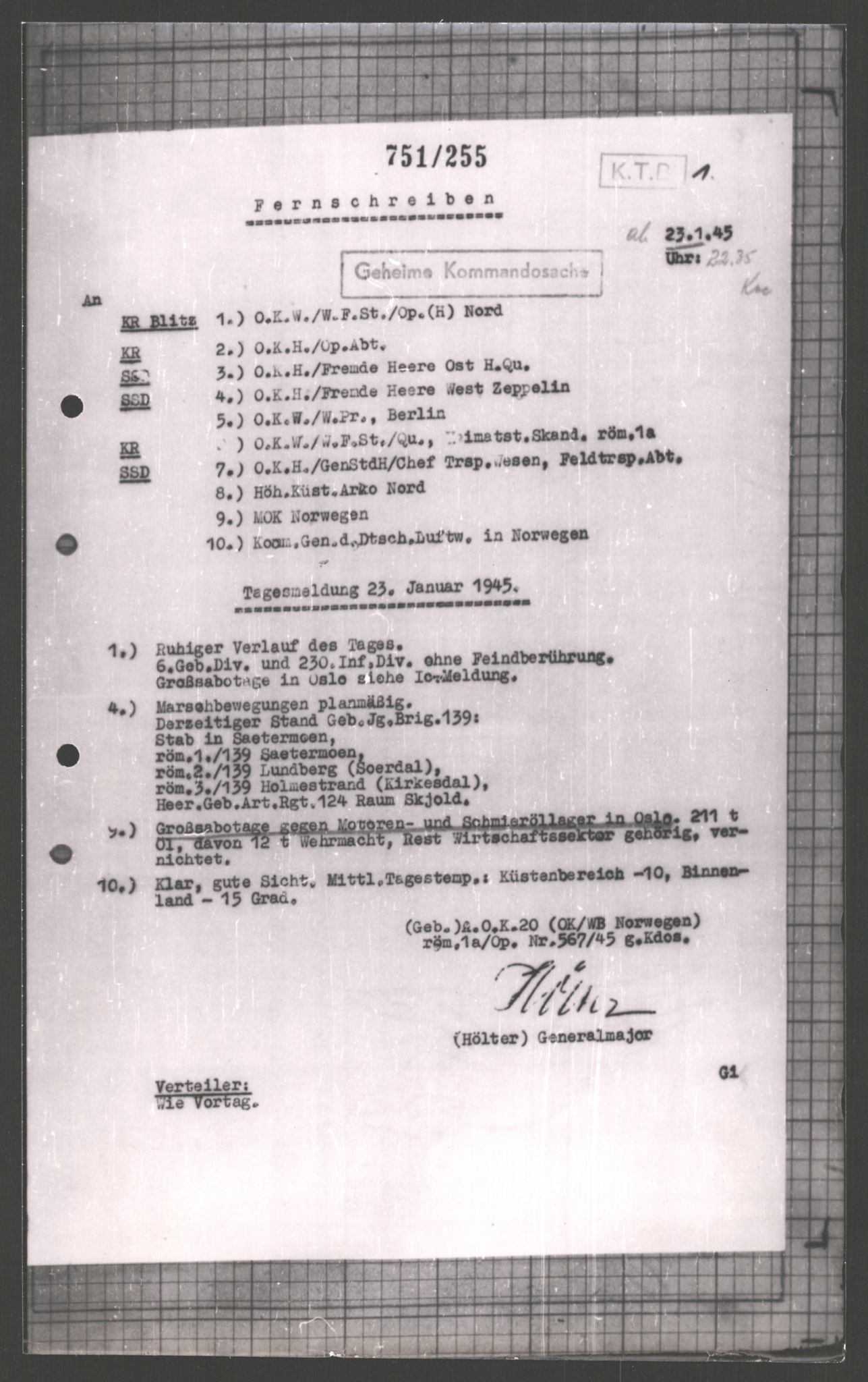 Forsvarets Overkommando. 2 kontor. Arkiv 11.4. Spredte tyske arkivsaker, AV/RA-RAFA-7031/D/Dar/Dara/L0002: Krigsdagbøker for 20. Gebirgs-Armee-Oberkommando (AOK 20), 1945, p. 234