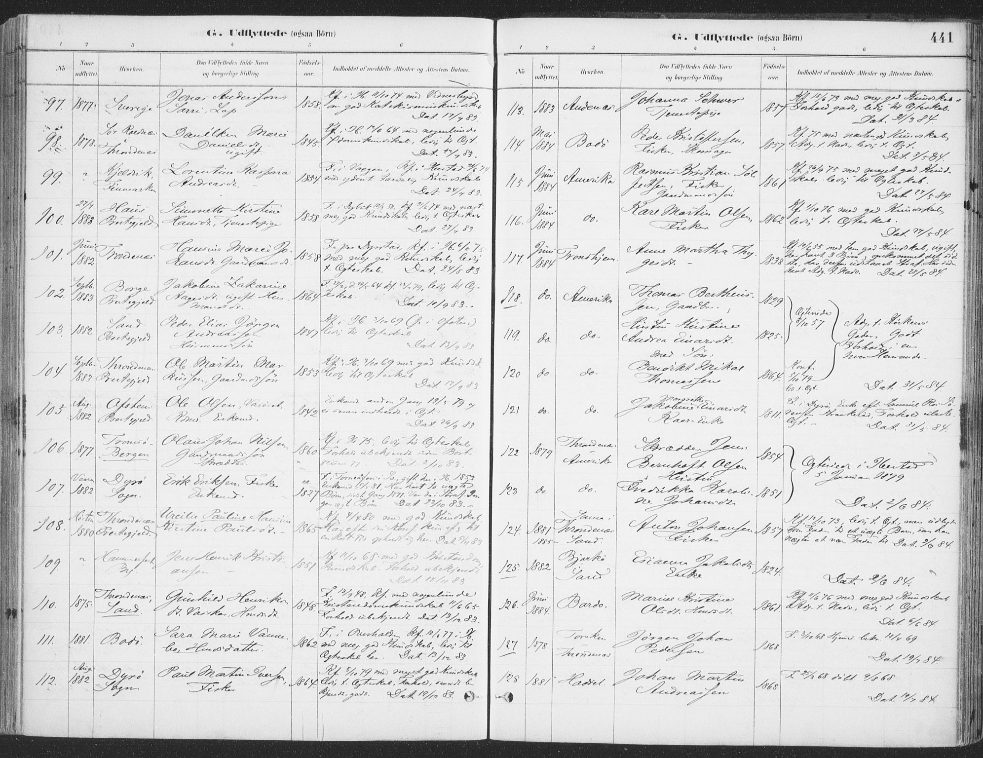Ibestad sokneprestembete, SATØ/S-0077/H/Ha/Haa/L0011kirke: Parish register (official) no. 11, 1880-1889, p. 441