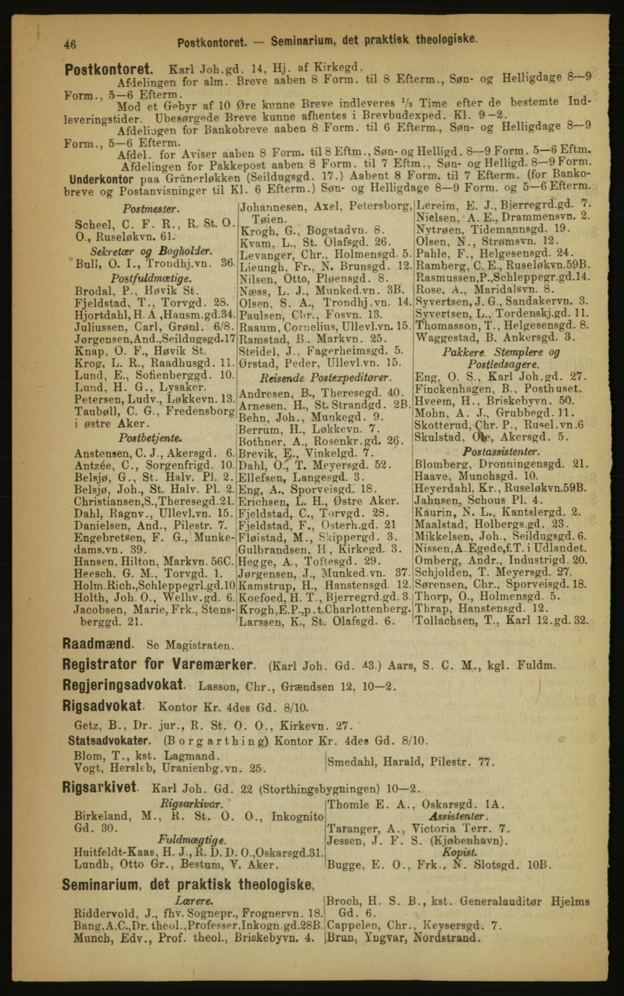 Kristiania/Oslo adressebok, PUBL/-, 1891, p. 46
