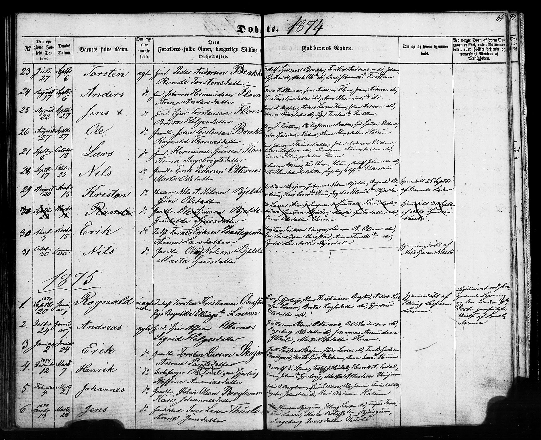 Aurland sokneprestembete, SAB/A-99937/H/Ha/Haa/L0008: Parish register (official) no. A 8, 1853-1879, p. 84