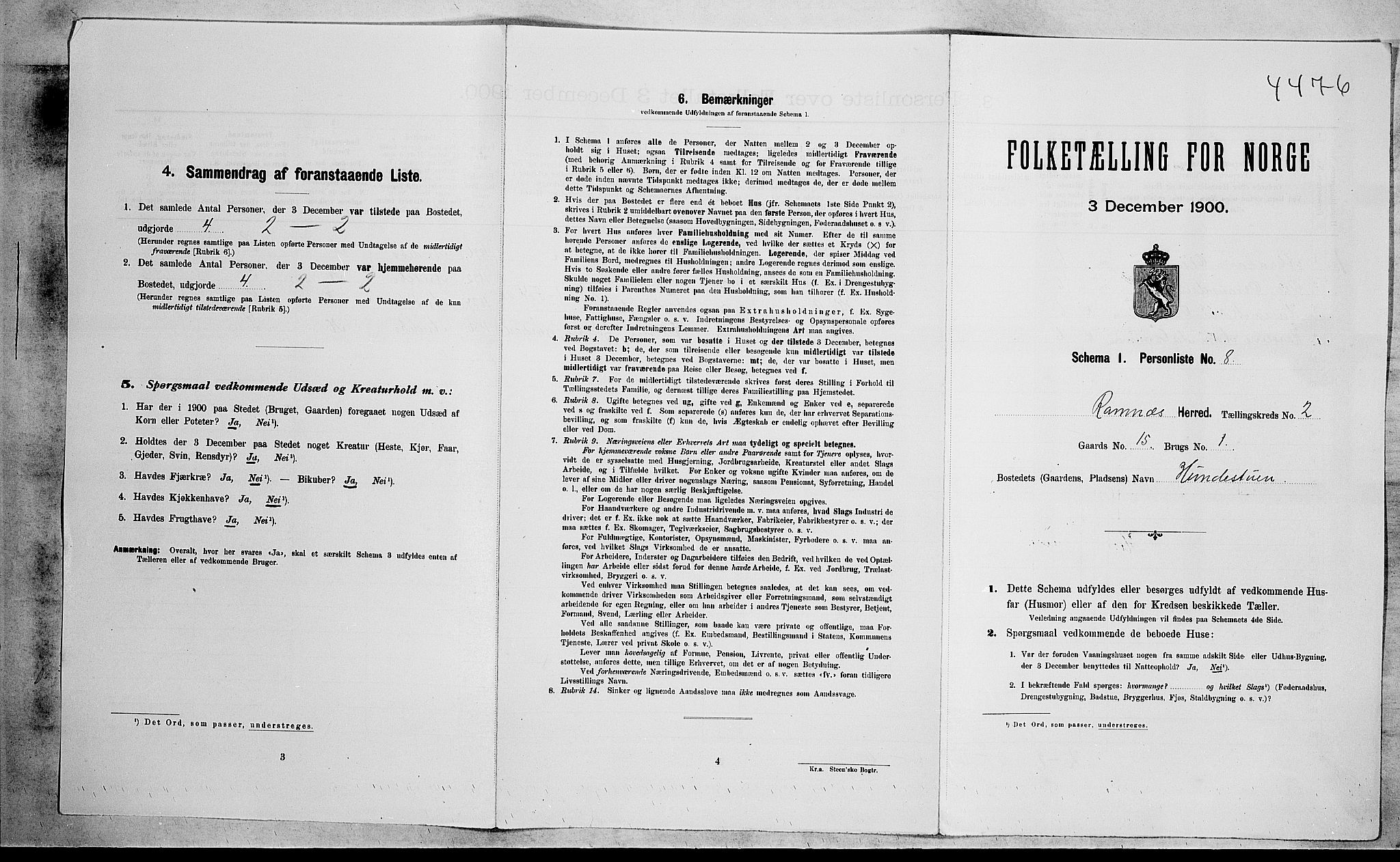 RA, 1900 census for Ramnes, 1900, p. 249