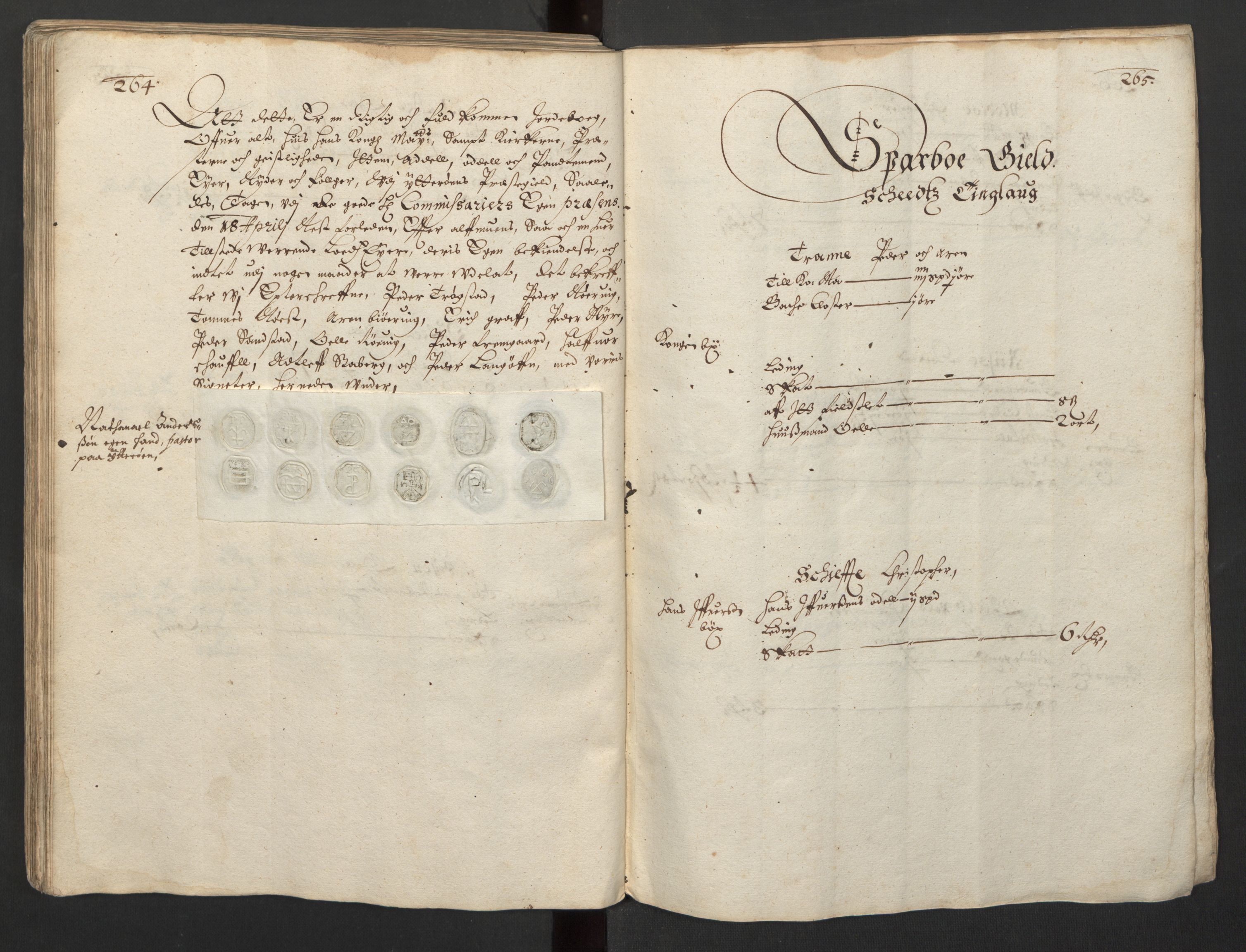 Rentekammeret inntil 1814, Realistisk ordnet avdeling, AV/RA-EA-4070/L/L0029/0001: Trondheim lagdømme: / Alminnelig jordebok og skattemanntall - Inderøy, 1661, p. 264-265