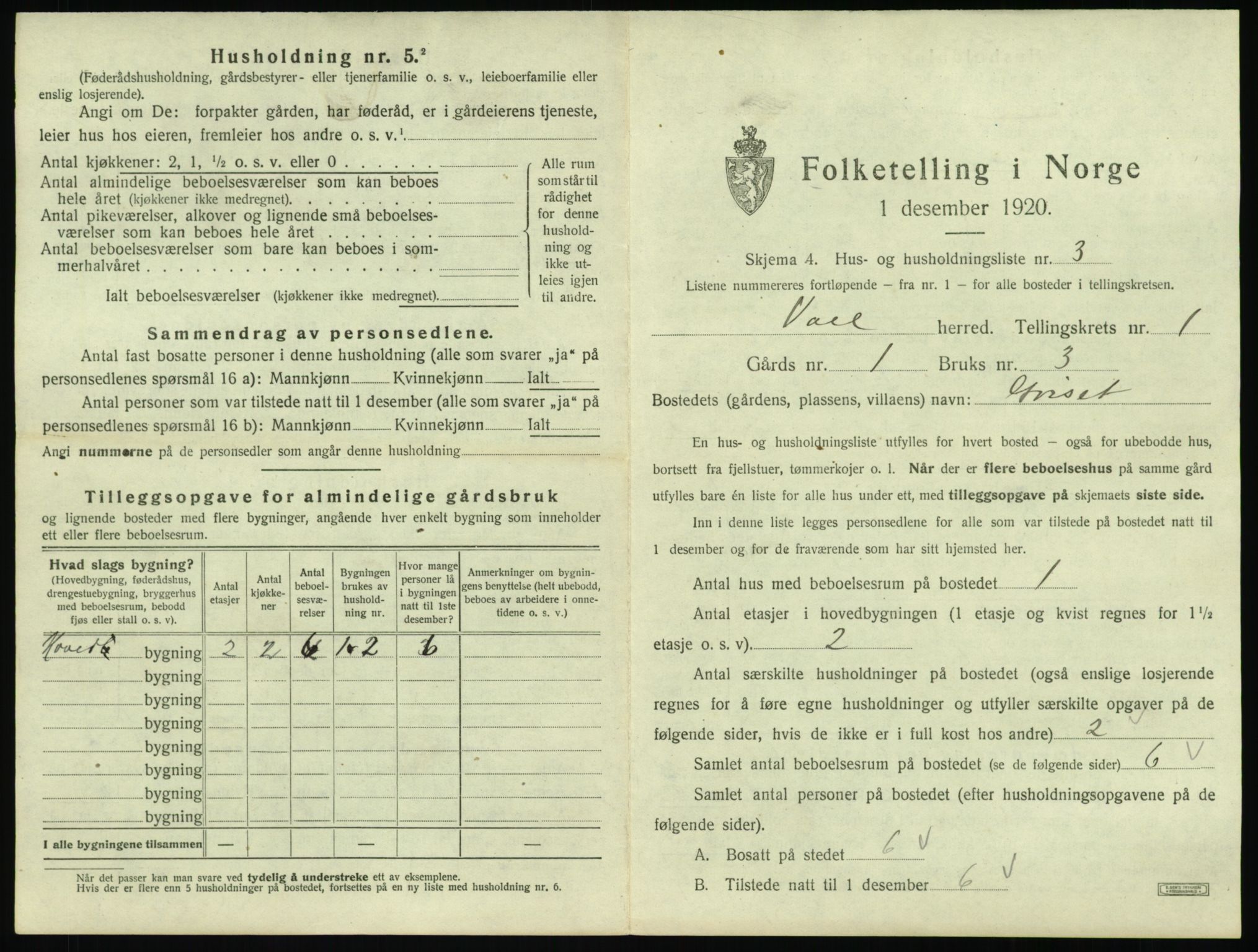 SAT, 1920 census for Voll, 1920, p. 27