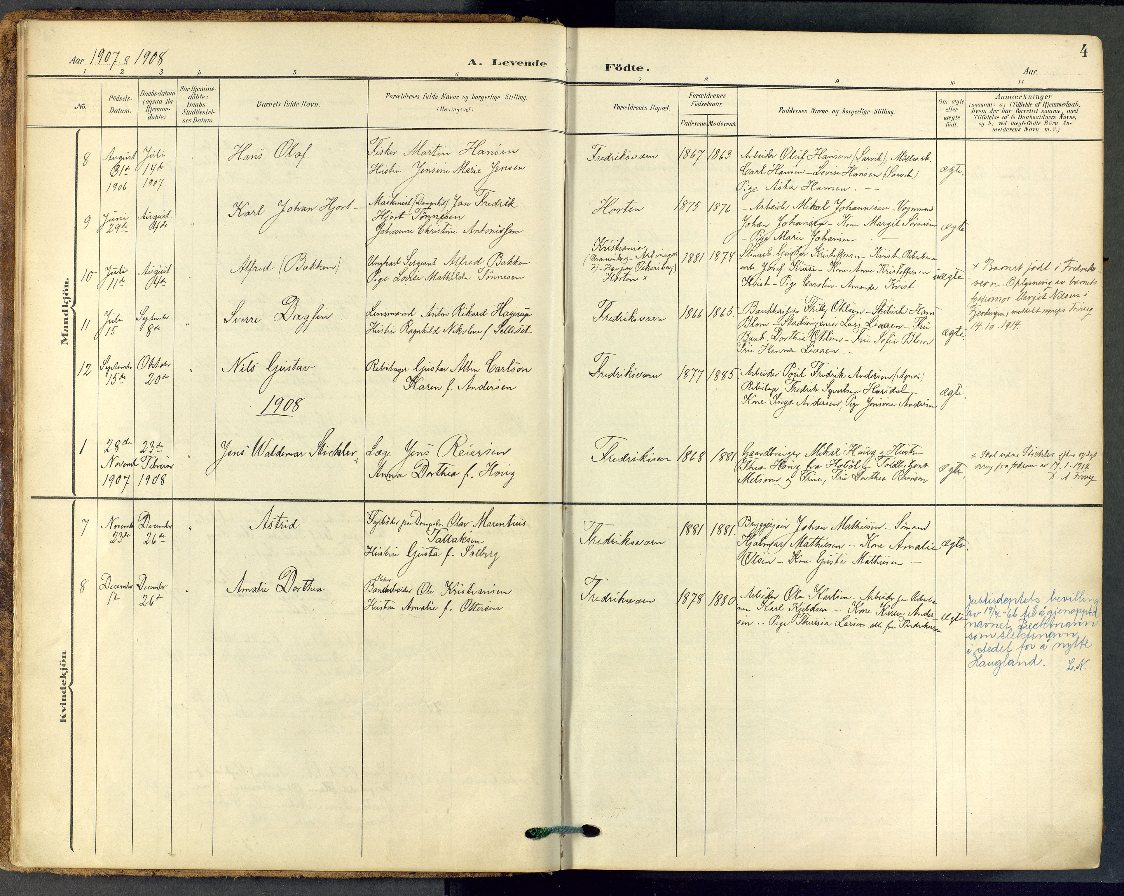 Stavern kirkebøker, SAKO/A-318/F/Fa/L0009: Parish register (official) no. 9, 1906-1955, p. 4