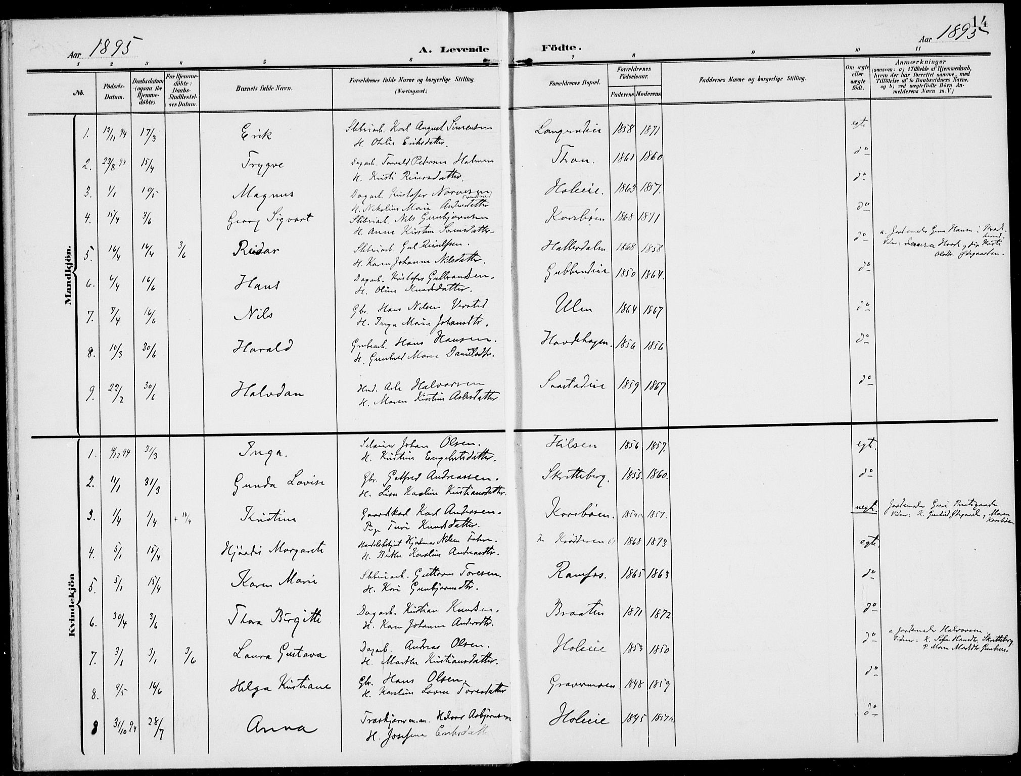 Modum kirkebøker, AV/SAKO-A-234/F/Fa/L0019: Parish register (official) no. 19, 1890-1914, p. 14