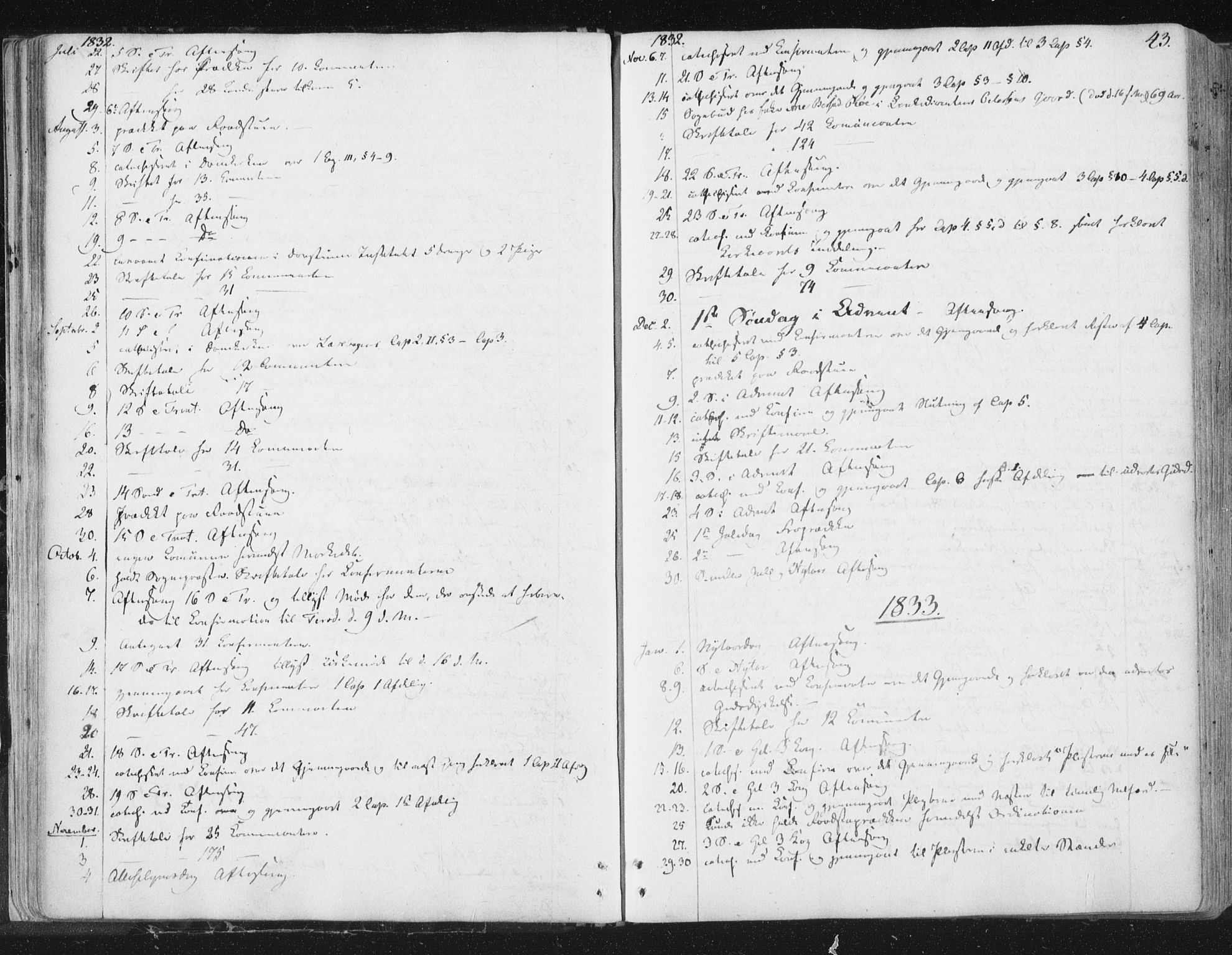 Ministerialprotokoller, klokkerbøker og fødselsregistre - Sør-Trøndelag, SAT/A-1456/602/L0127: Curate's parish register no. 602B01, 1821-1875, p. 43