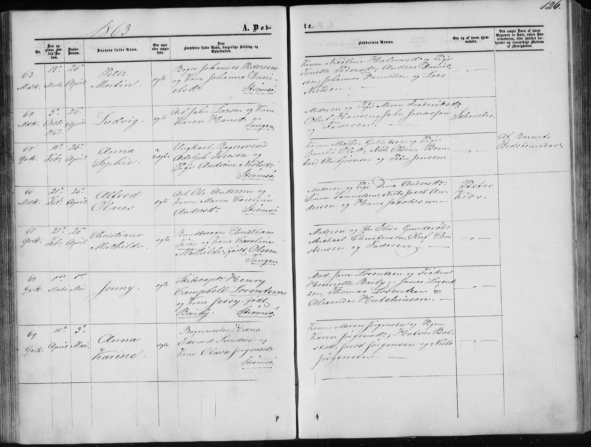 Strømsø kirkebøker, AV/SAKO-A-246/F/Fa/L0015: Parish register (official) no. I 15, 1859-1868, p. 126