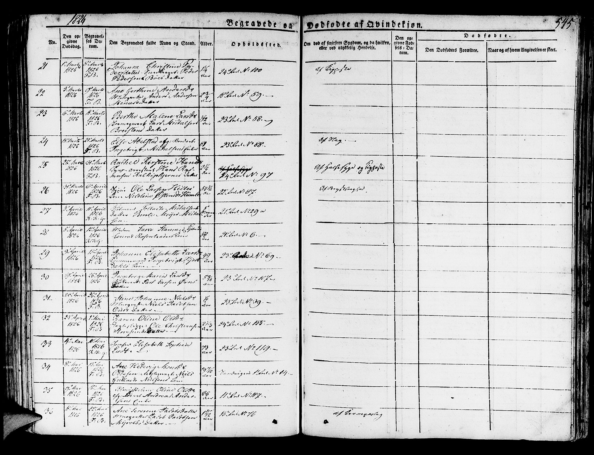 Korskirken sokneprestembete, AV/SAB-A-76101/H/Haa/L0014: Parish register (official) no. A 14, 1823-1835, p. 545