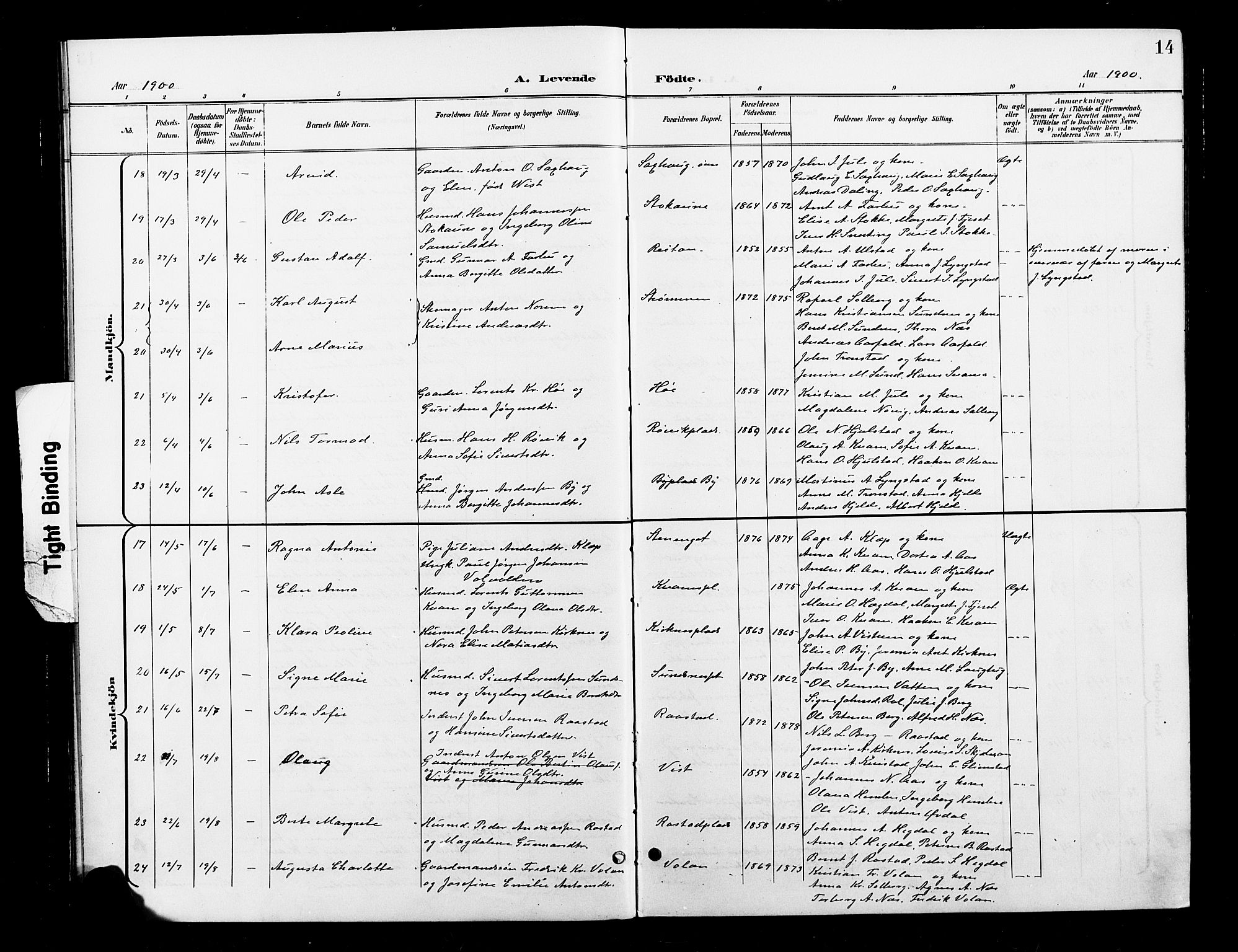 Ministerialprotokoller, klokkerbøker og fødselsregistre - Nord-Trøndelag, AV/SAT-A-1458/730/L0302: Parish register (copy) no. 730C05, 1898-1924, p. 14