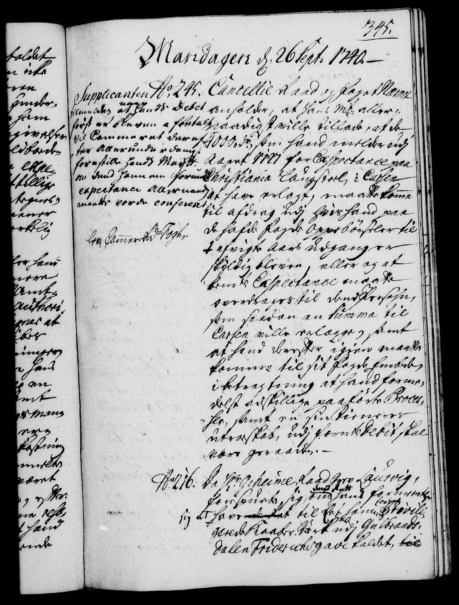 Rentekammeret, Kammerkanselliet, RA/EA-3111/G/Gh/Gha/L0022: Norsk ekstraktmemorialprotokoll (merket RK 53.67), 1739-1741, p. 345