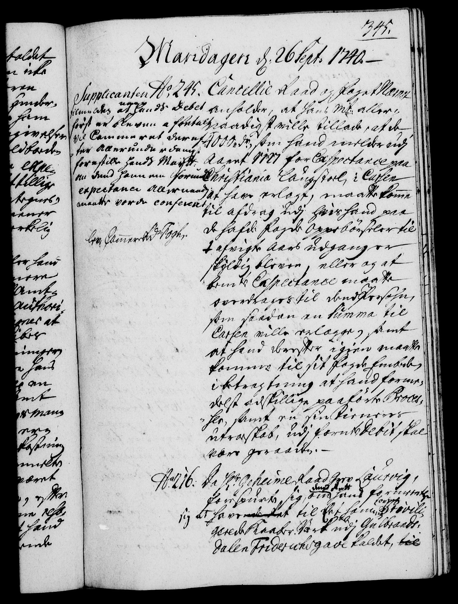 Rentekammeret, Kammerkanselliet, AV/RA-EA-3111/G/Gh/Gha/L0022: Norsk ekstraktmemorialprotokoll (merket RK 53.67), 1739-1741, p. 345