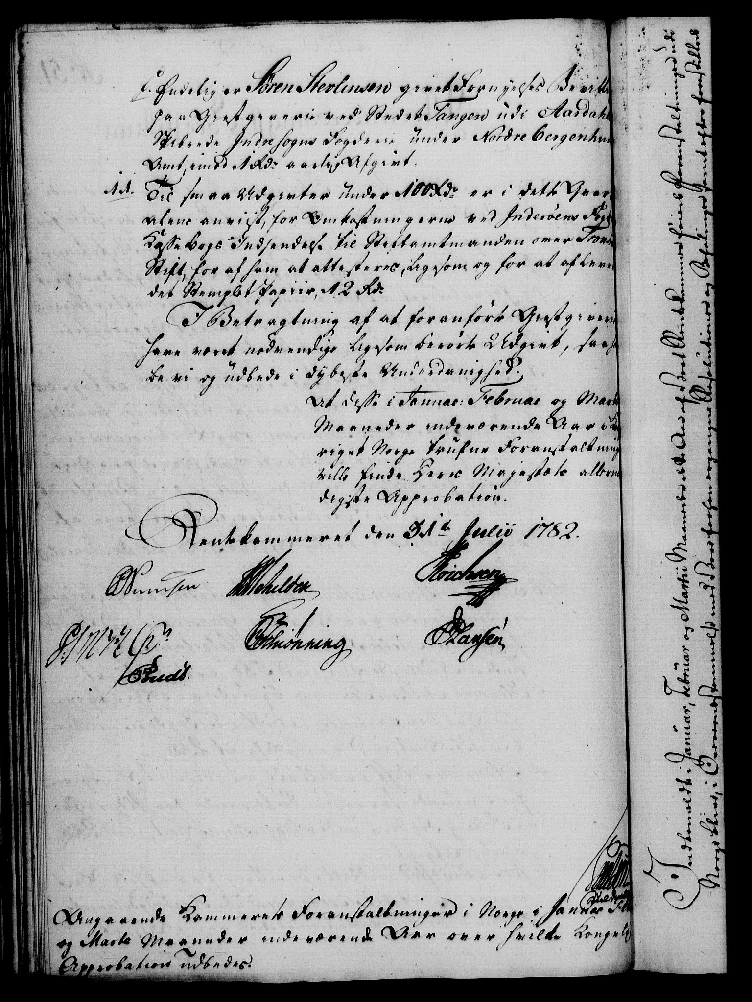 Rentekammeret, Kammerkanselliet, RA/EA-3111/G/Gf/Gfa/L0064: Norsk relasjons- og resolusjonsprotokoll (merket RK 52.64), 1782, p. 374
