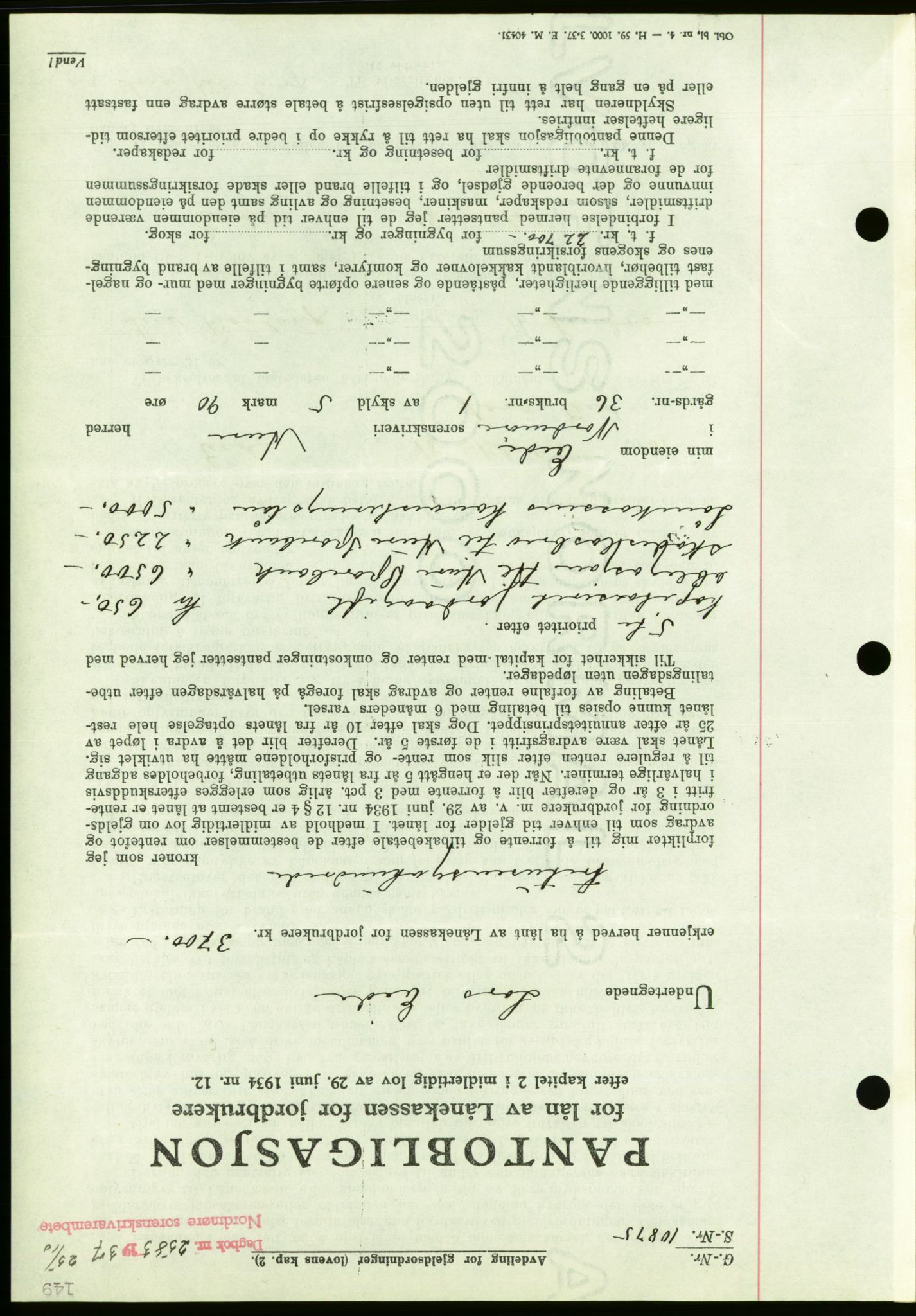 Nordmøre sorenskriveri, AV/SAT-A-4132/1/2/2Ca/L0092: Mortgage book no. B82, 1937-1938, Diary no: : 2583/1937