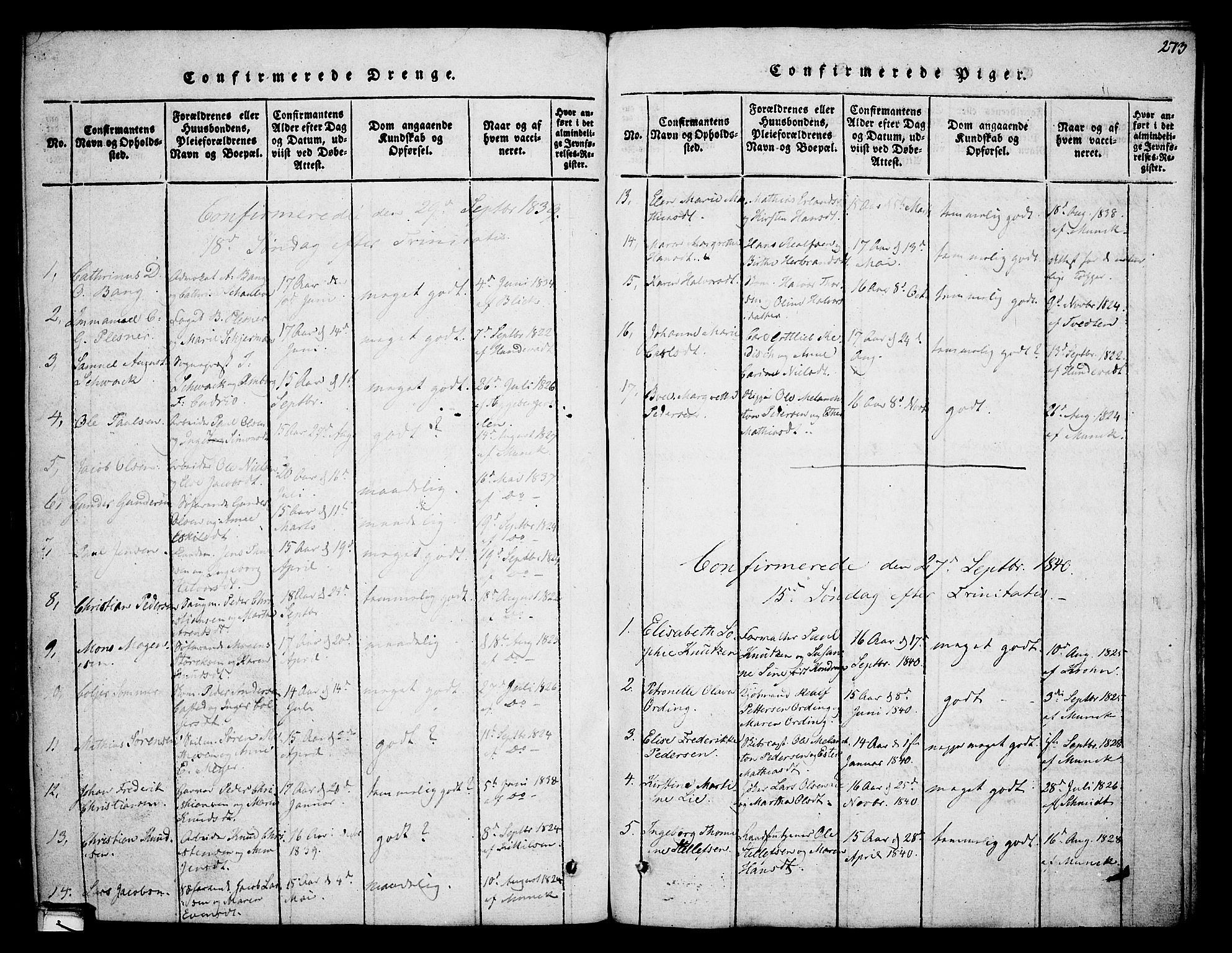 Skien kirkebøker, SAKO/A-302/F/Fa/L0005: Parish register (official) no. 5, 1814-1843, p. 273