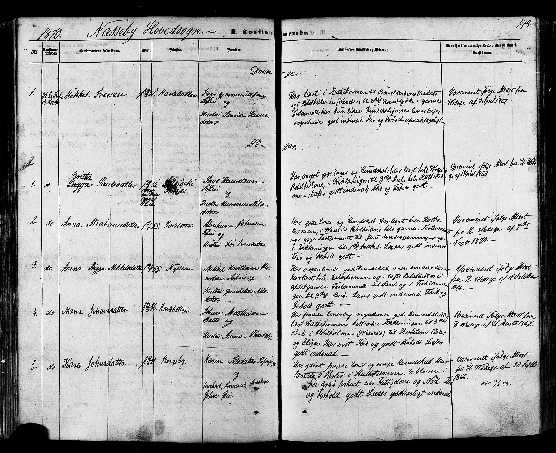 Nesseby sokneprestkontor, AV/SATØ-S-1330/H/Ha/L0003kirke: Parish register (official) no. 3 /1, 1865-1876, p. 148