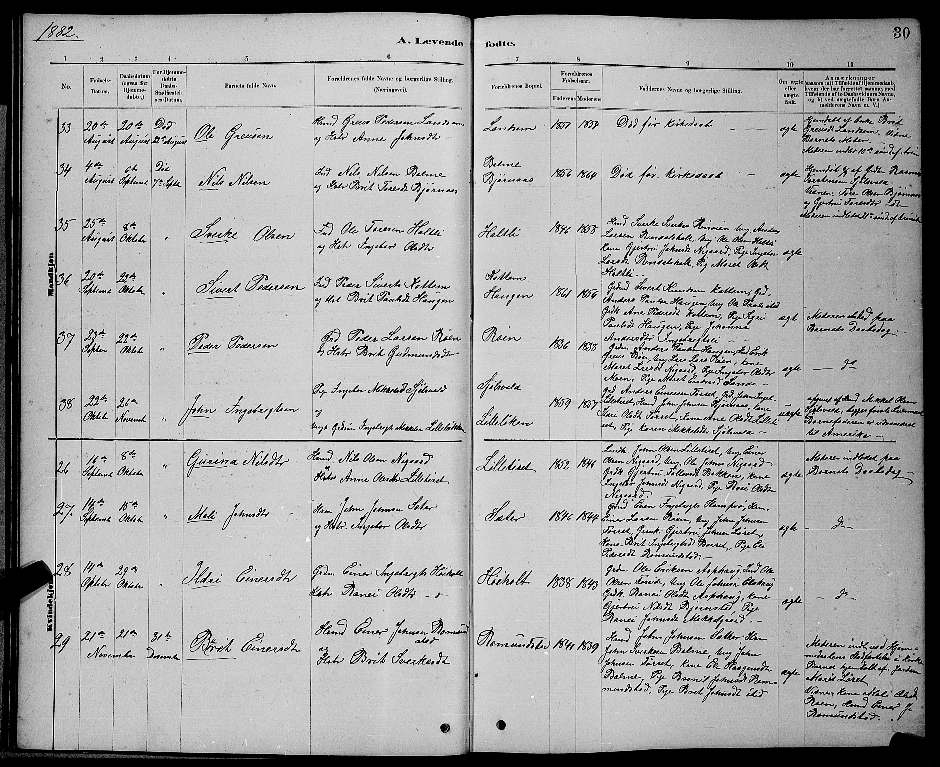 Ministerialprotokoller, klokkerbøker og fødselsregistre - Møre og Romsdal, AV/SAT-A-1454/598/L1077: Parish register (copy) no. 598C02, 1879-1891, p. 30